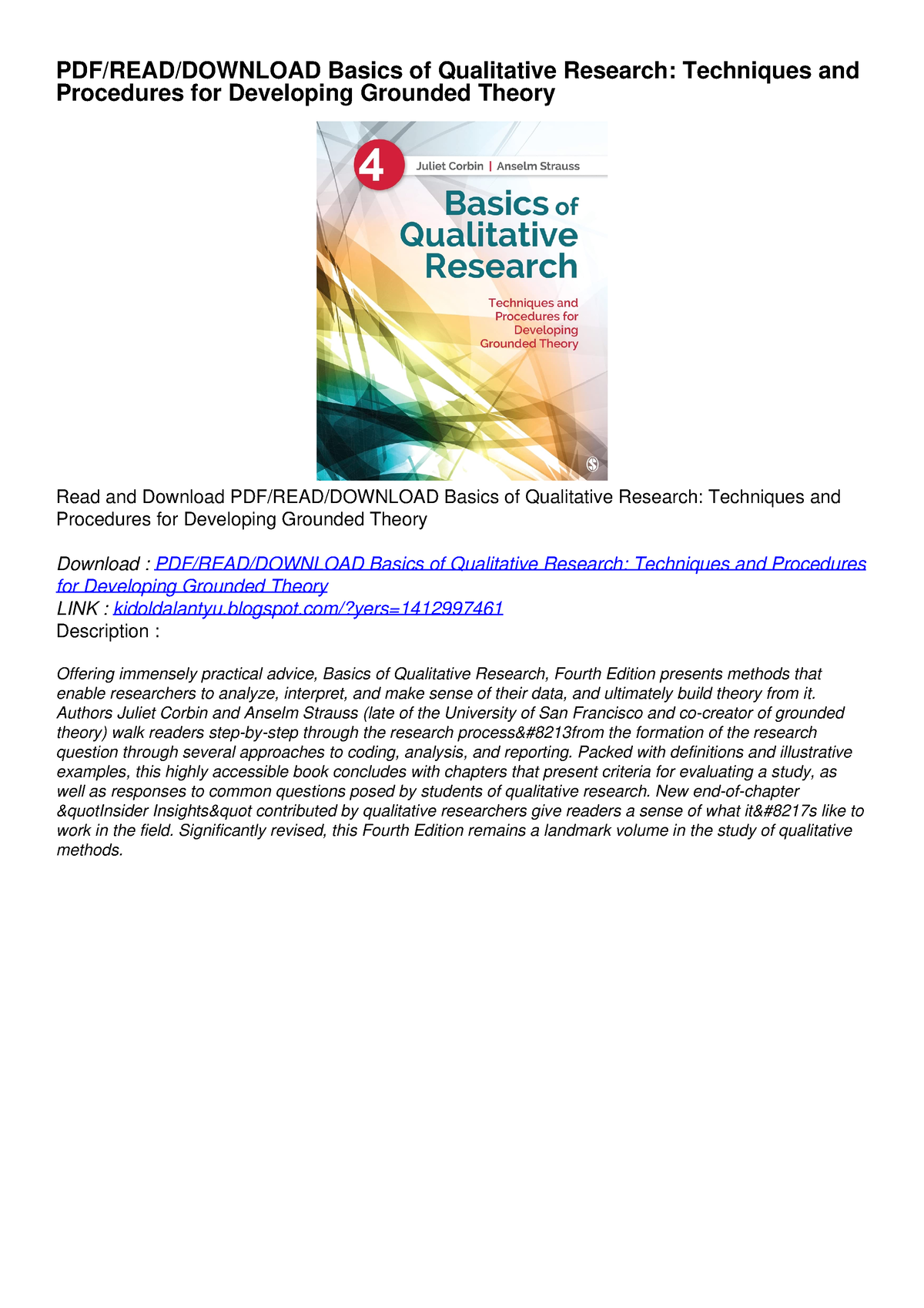 basics of qualitative research pdf