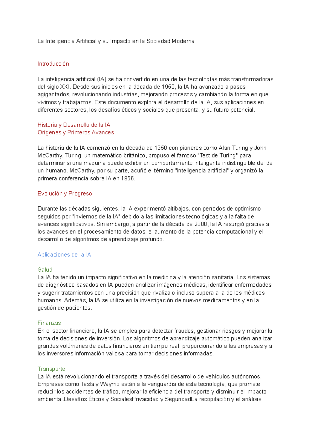 Info sobre ia - La Inteligencia Artificial y su Impacto en la Sociedad ...