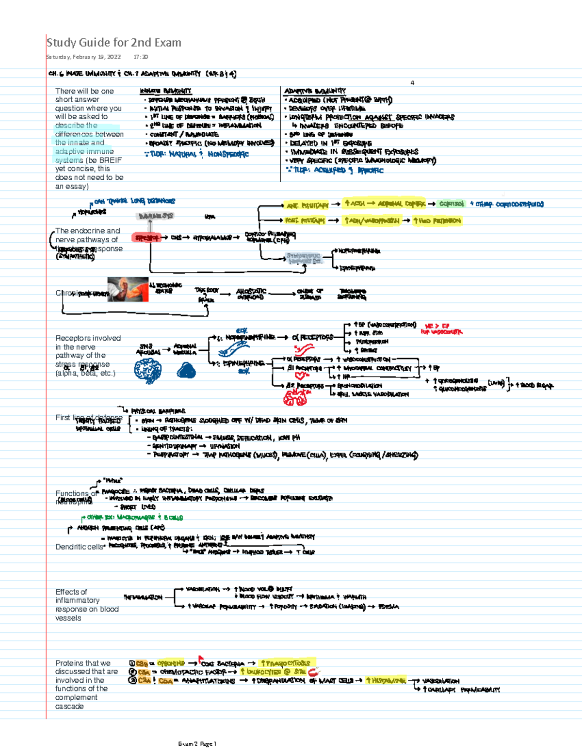 Study Guide for 2nd Exam - There will be one short answer question ...