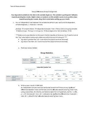 Statements for Scale Assignment - Statements for Scale Assignment ...