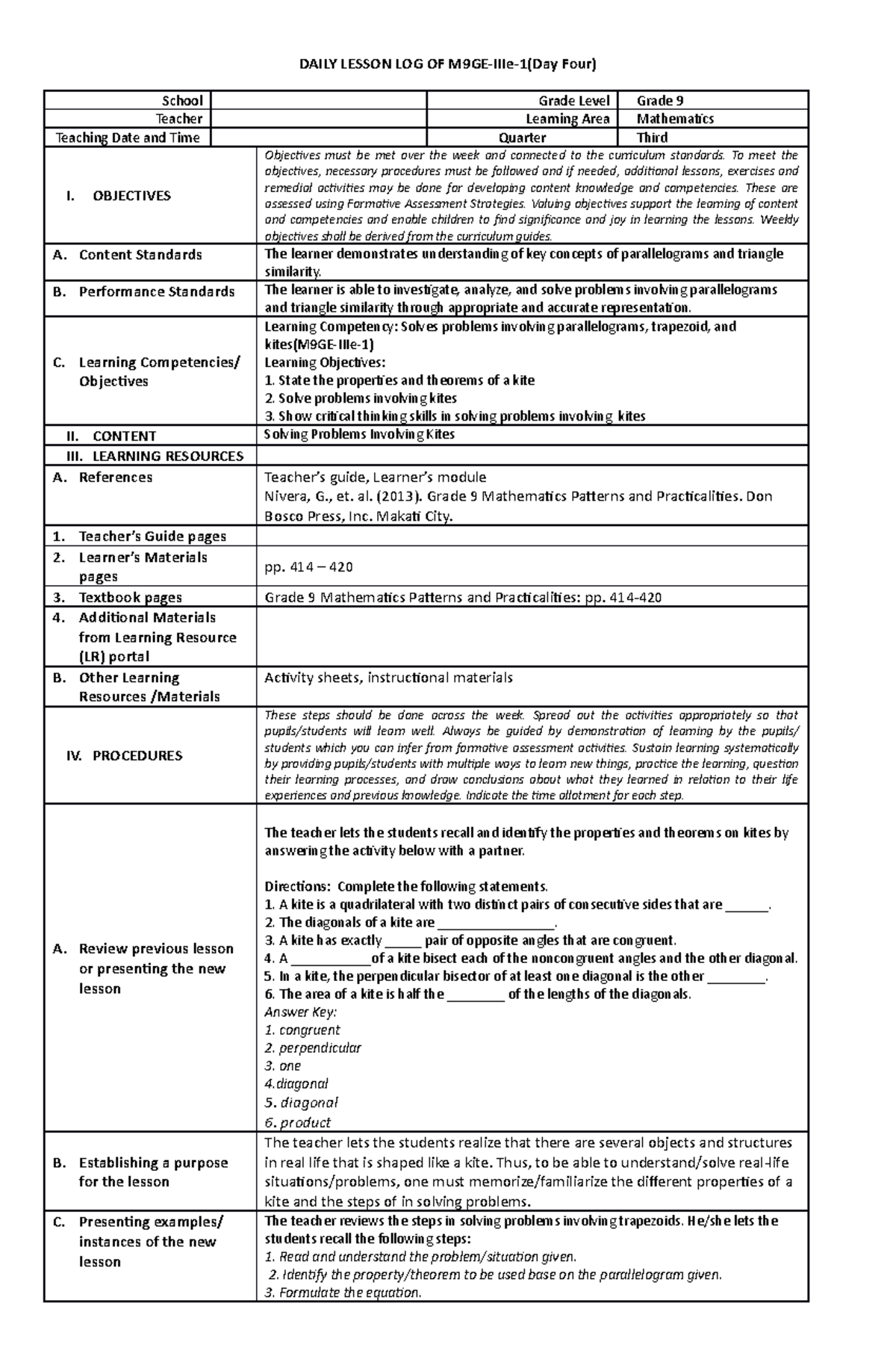 III-Day 20- Detailed lesson plan and etc. - DAILY LESSON LOG OF M9GE ...