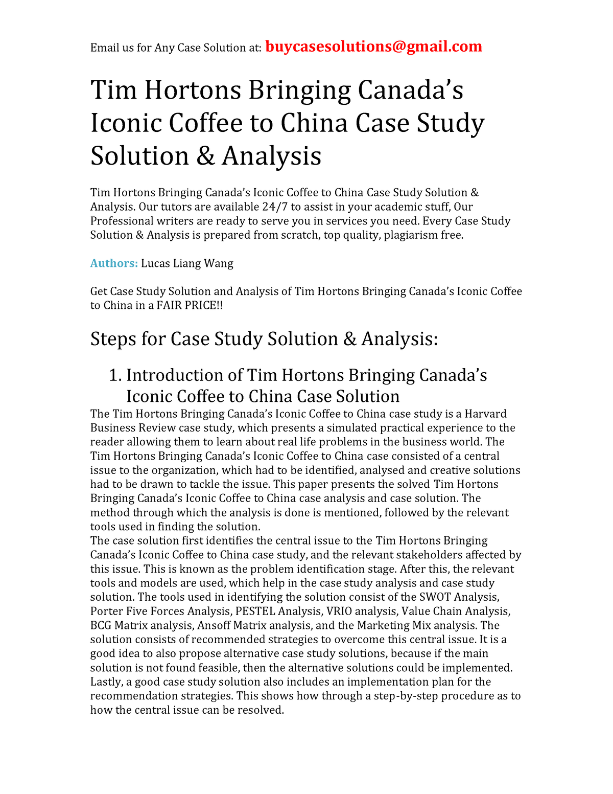 tim hortons china case study