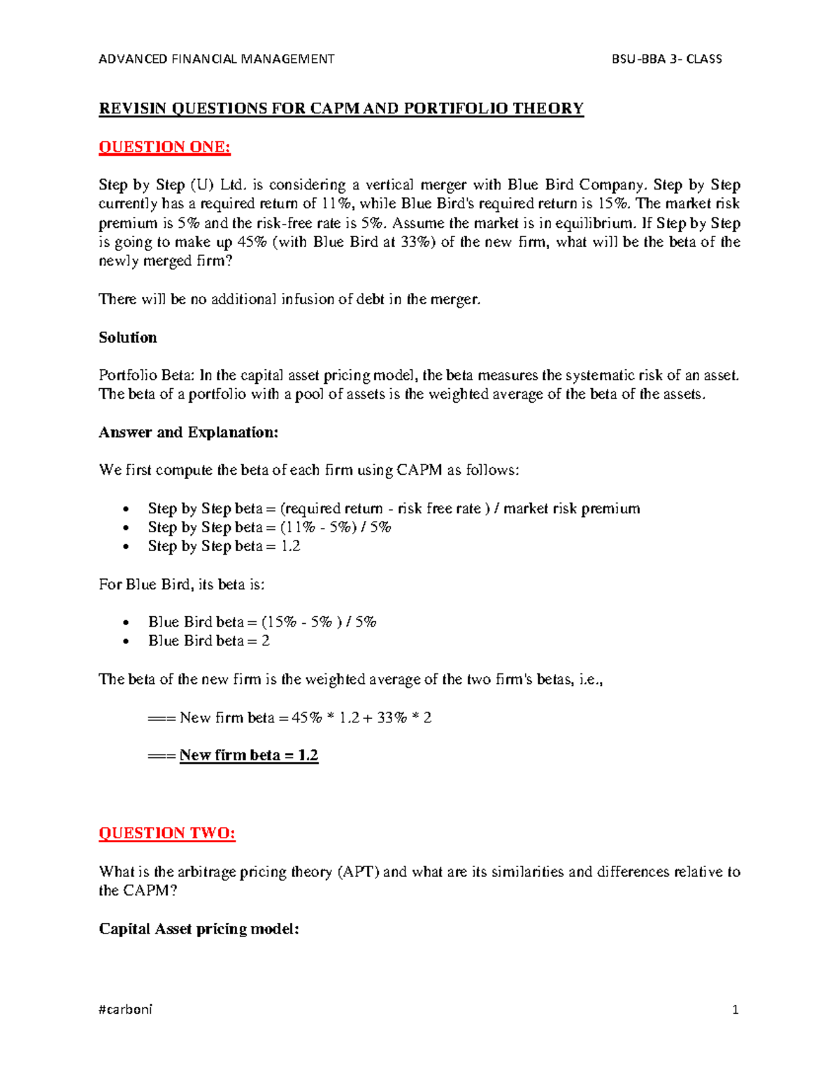 Problems and solutions for ADFMClass given Advanced financial