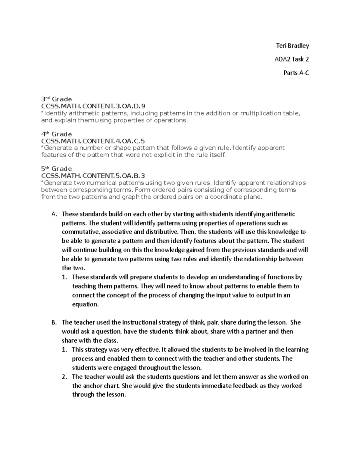 BNM3task2 - Task 2 assignment - Teri Bradley AOA2 Task 2 Parts A-C 3 rd ...