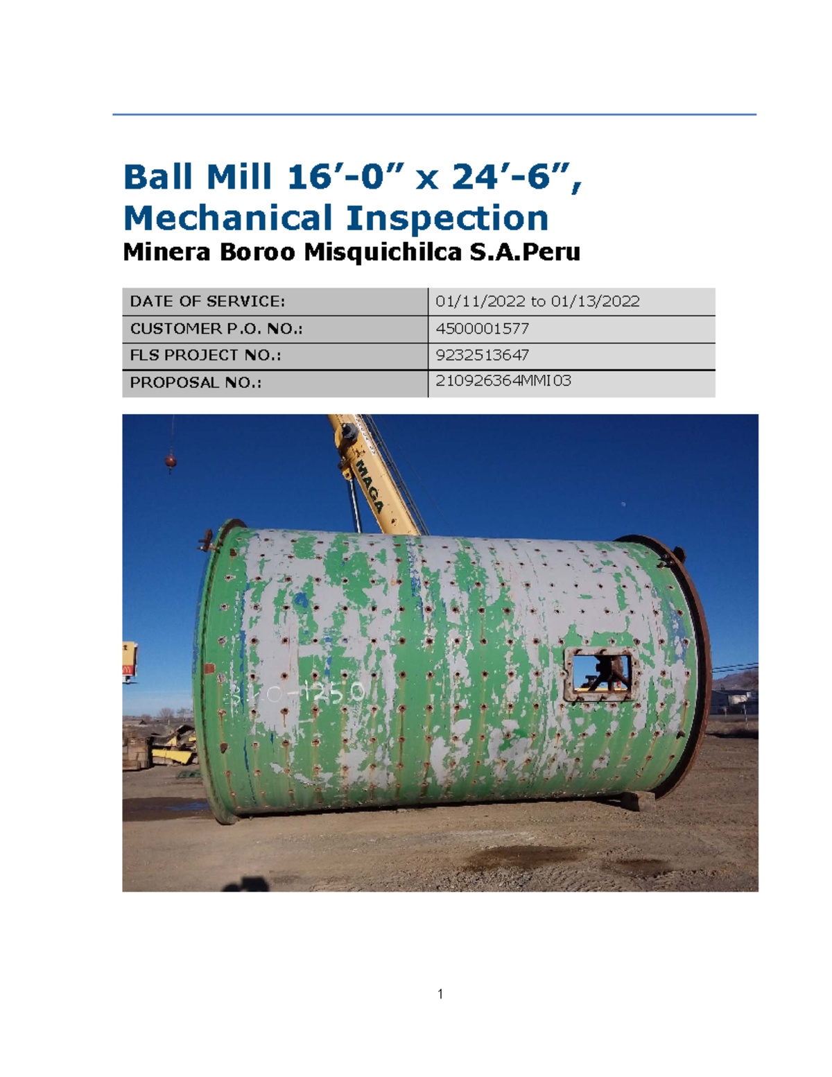 Ball Mill Inspection Report - F85506 SLC Technical Services (002 ...