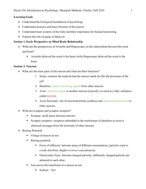 KIT #2 2020 - Lecture Notes - Psych 100, Introduction To Psychology ...