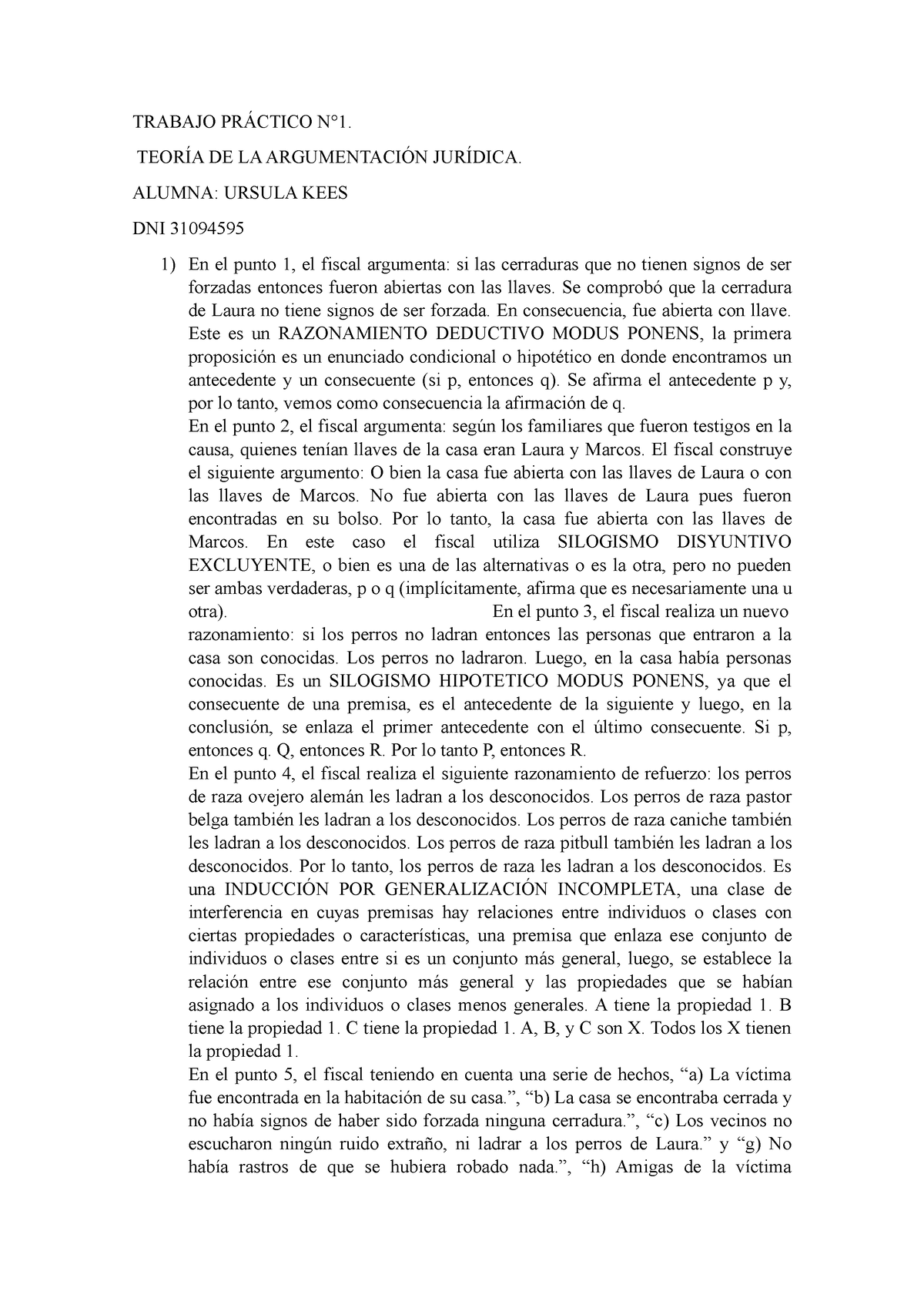 Trabajo Práctico N1 Taj Trabajo PrÁctico N°1 TeorÍa De La ArgumentaciÓn JurÍdica Alumna 3994