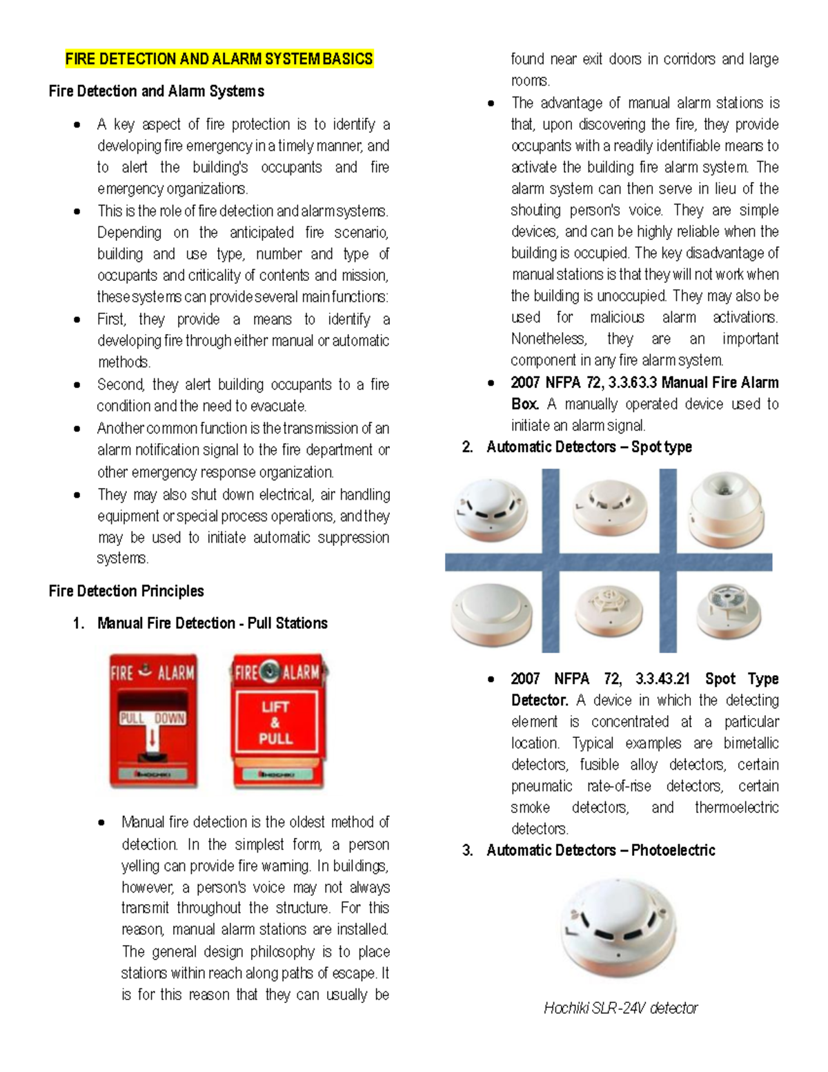 FIRE Detection AND Alarm System Basics FIRE DETECTION AND ALARM