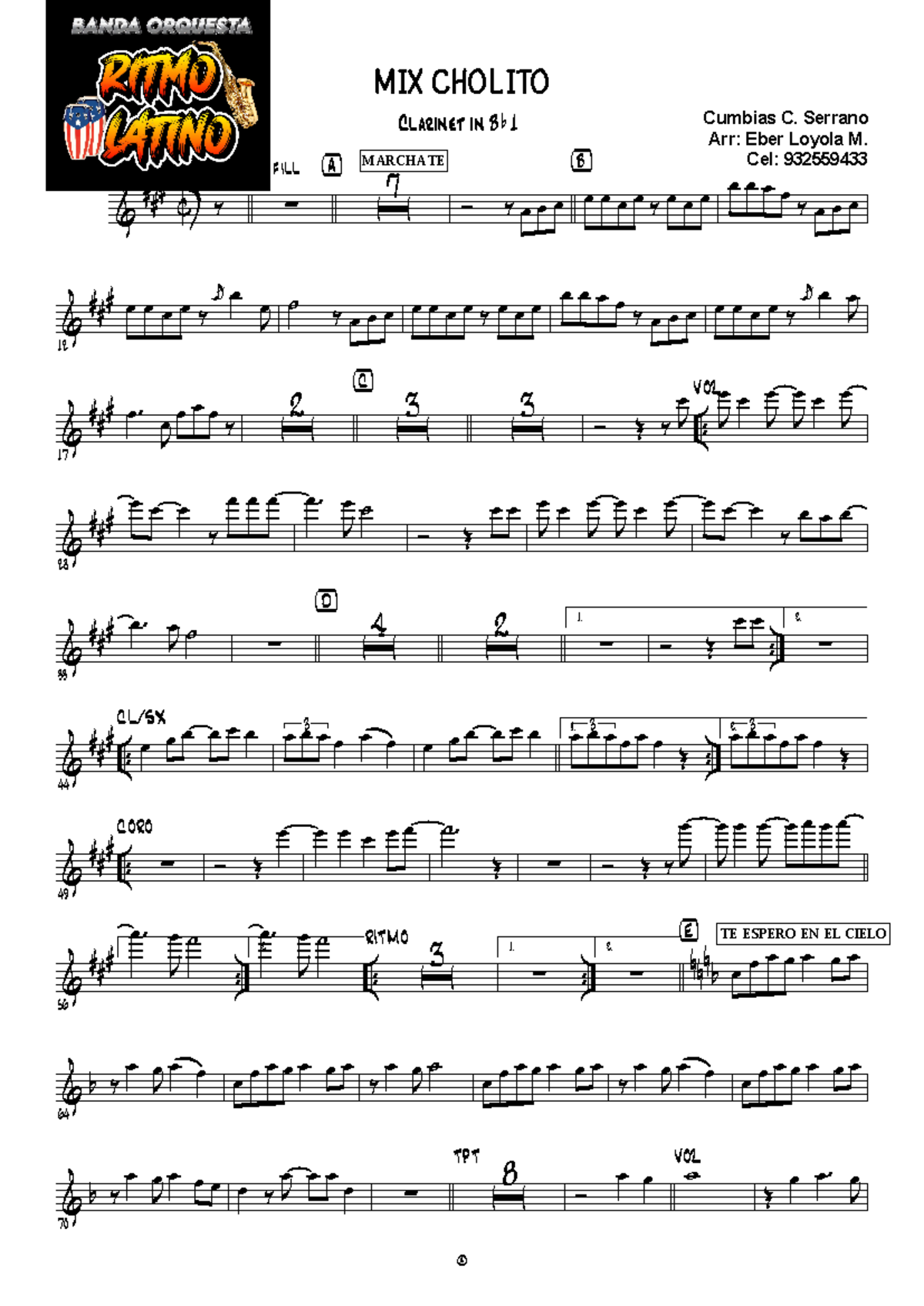 MIX Cholito Cumbia - partitura para banda - & C ä fill · 1 õ 7 {A