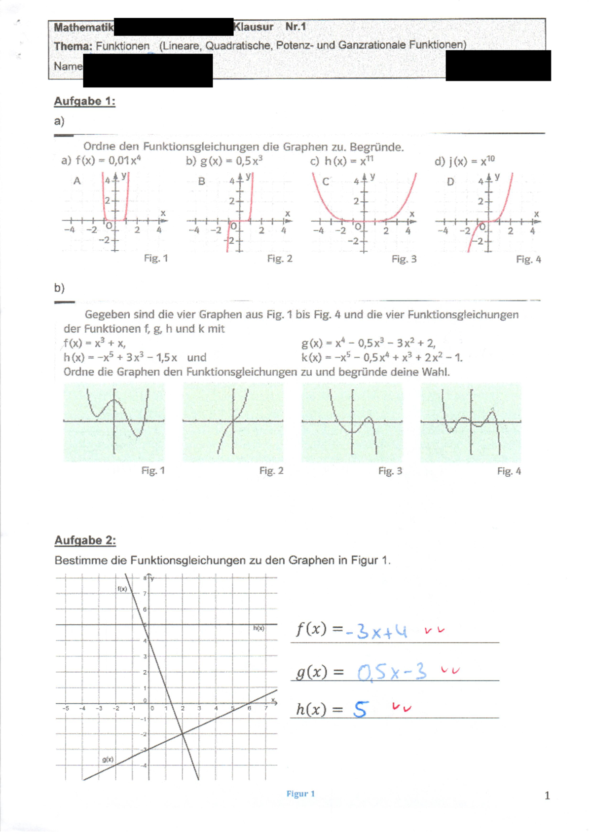 Mathe Leistungskurs Klausur Funktionen - Mathematik - Studocu