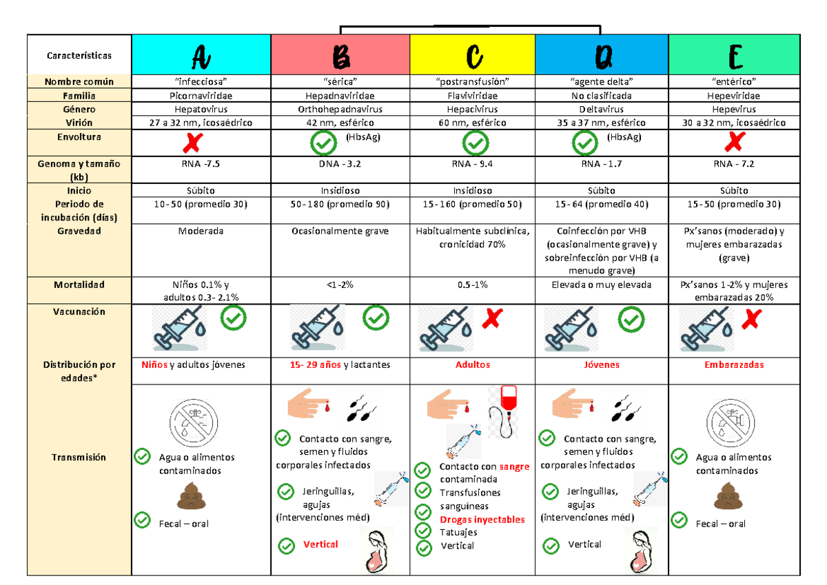 TIPOS DE HEPATITIS A, B, C, D Y E Comparando Sus Características ...