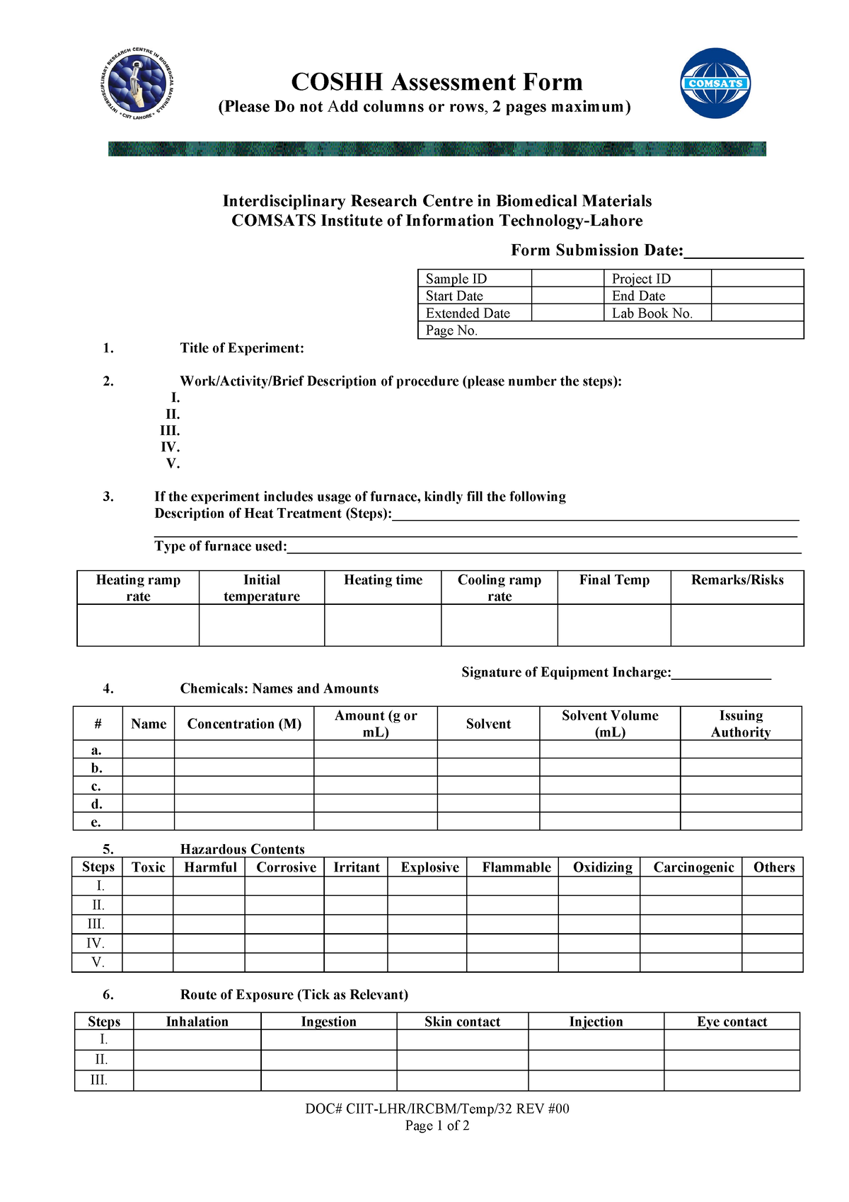 32-Temp- Coshh Assessment Form-32 Revised (7) (1) - COSHH Assessment ...