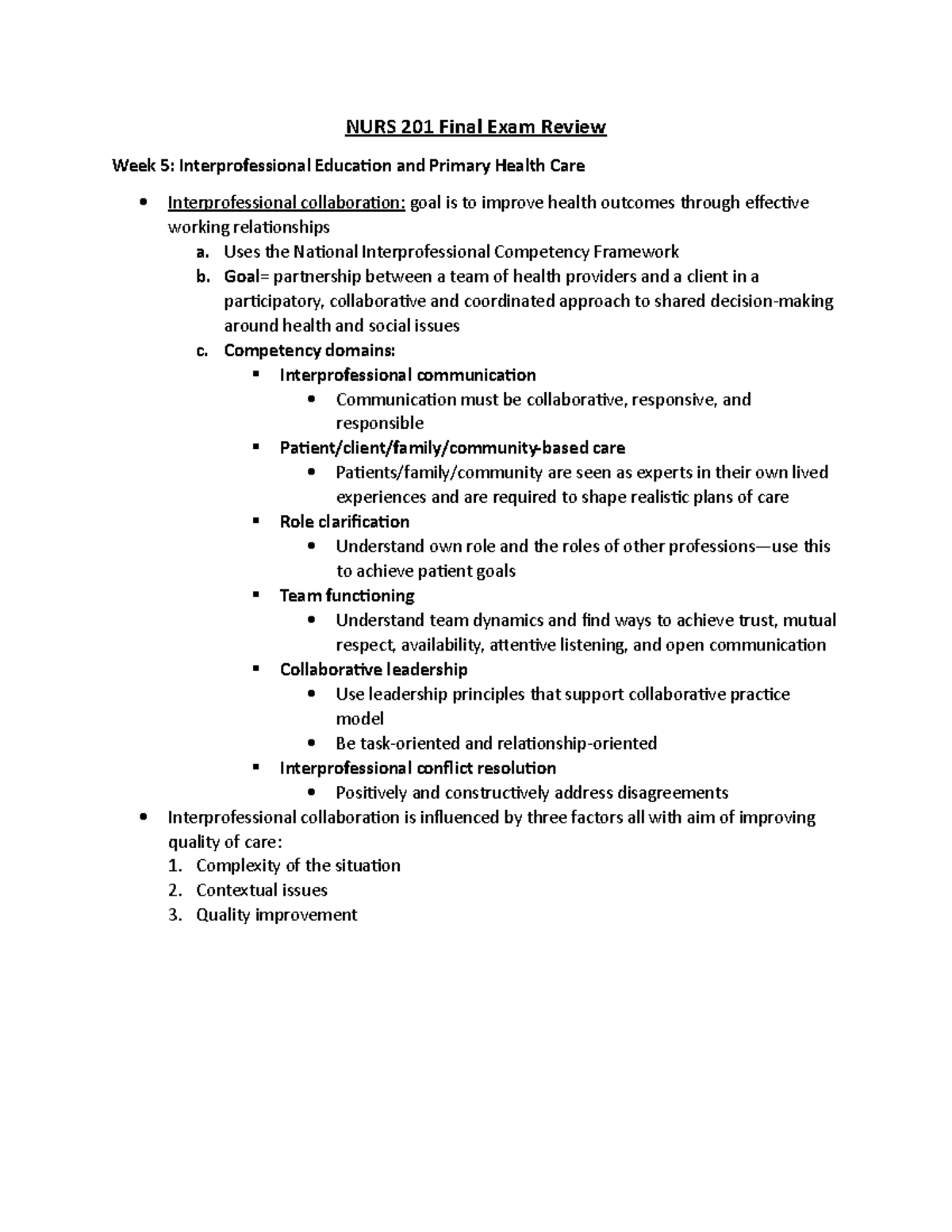 NURS 201 Final Exam Review - NURS 201 Final Exam Review Week 5 ...