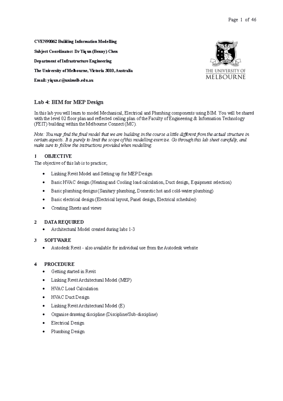 BIM Lab 04 24 - For Lab 4 - CVEN90062 Building Information Modelling ...