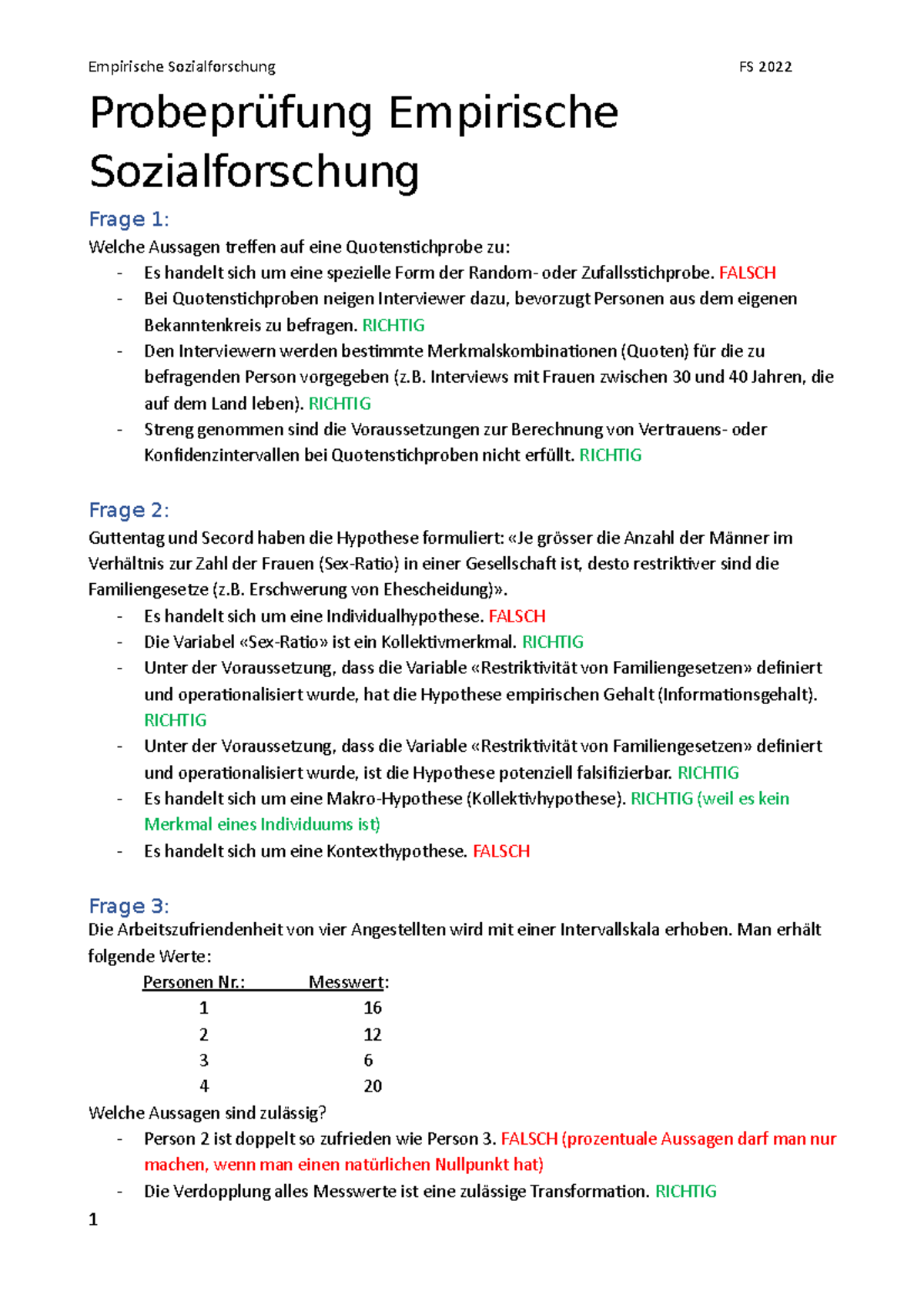 Probeprüfung Empirische Sozialforschung - Probeprüfung Empirische ...