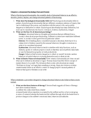 Abnormal Psych Exam 3 - Notes Taken from class. Study hard. Good ...
