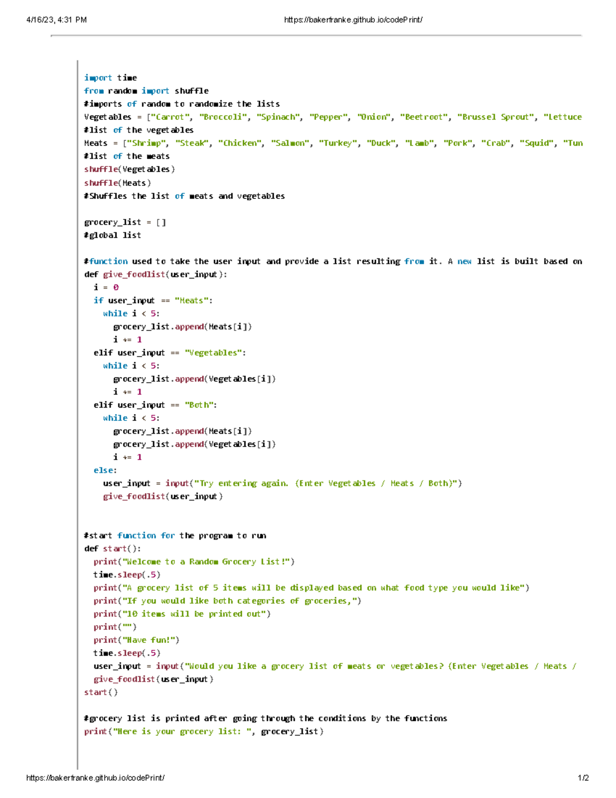 Code Create task 4/16/23, 431 PM bakerfranke.github/codePrint