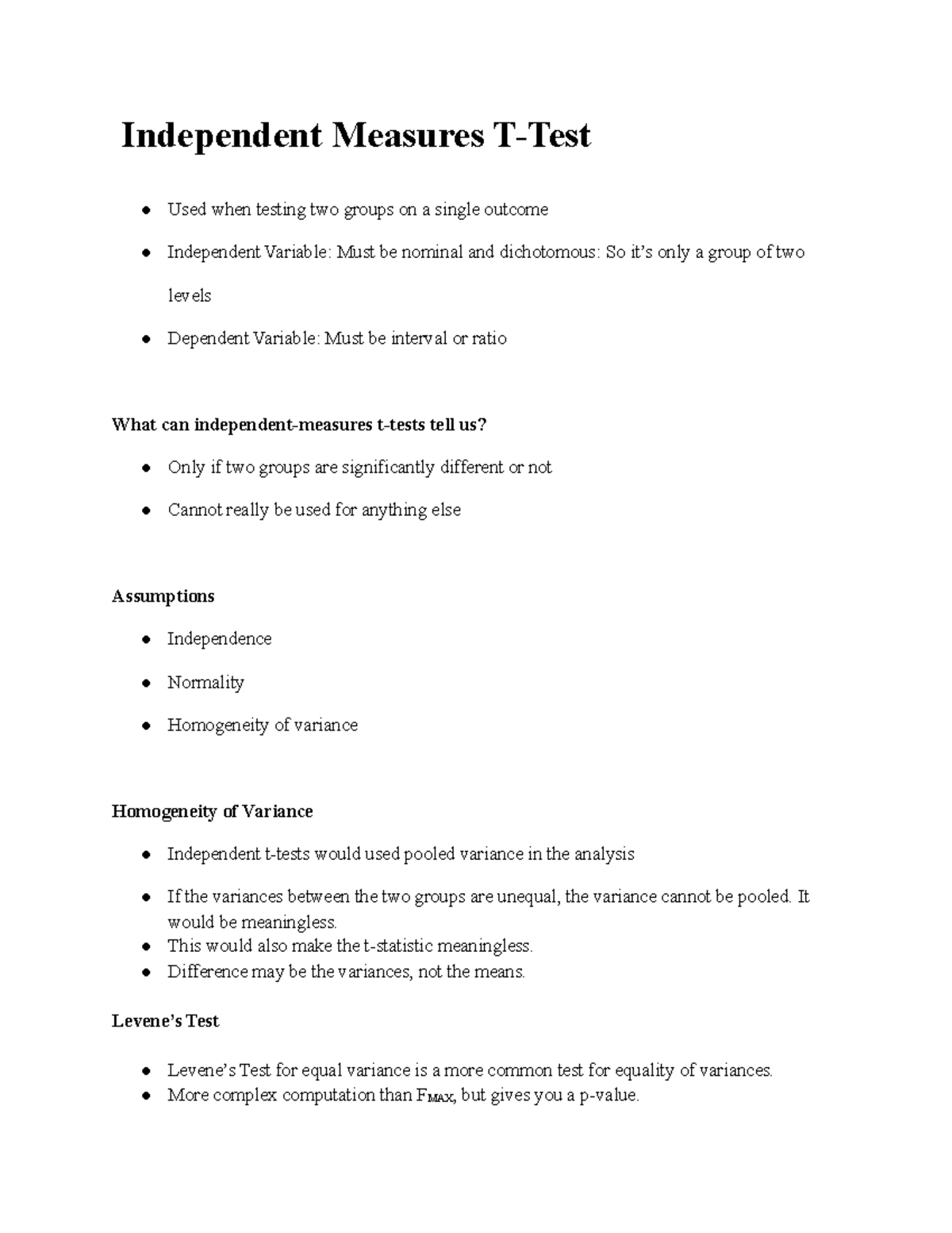 PSY 200 final study guide - Independent Measures T-Test Used when ...