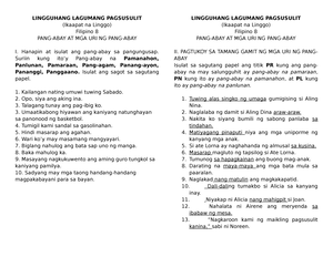 Pagsasanay 1 - Karaniwang Anggulo At Kuha Ng Kamera - PAGSASANAY SA ...