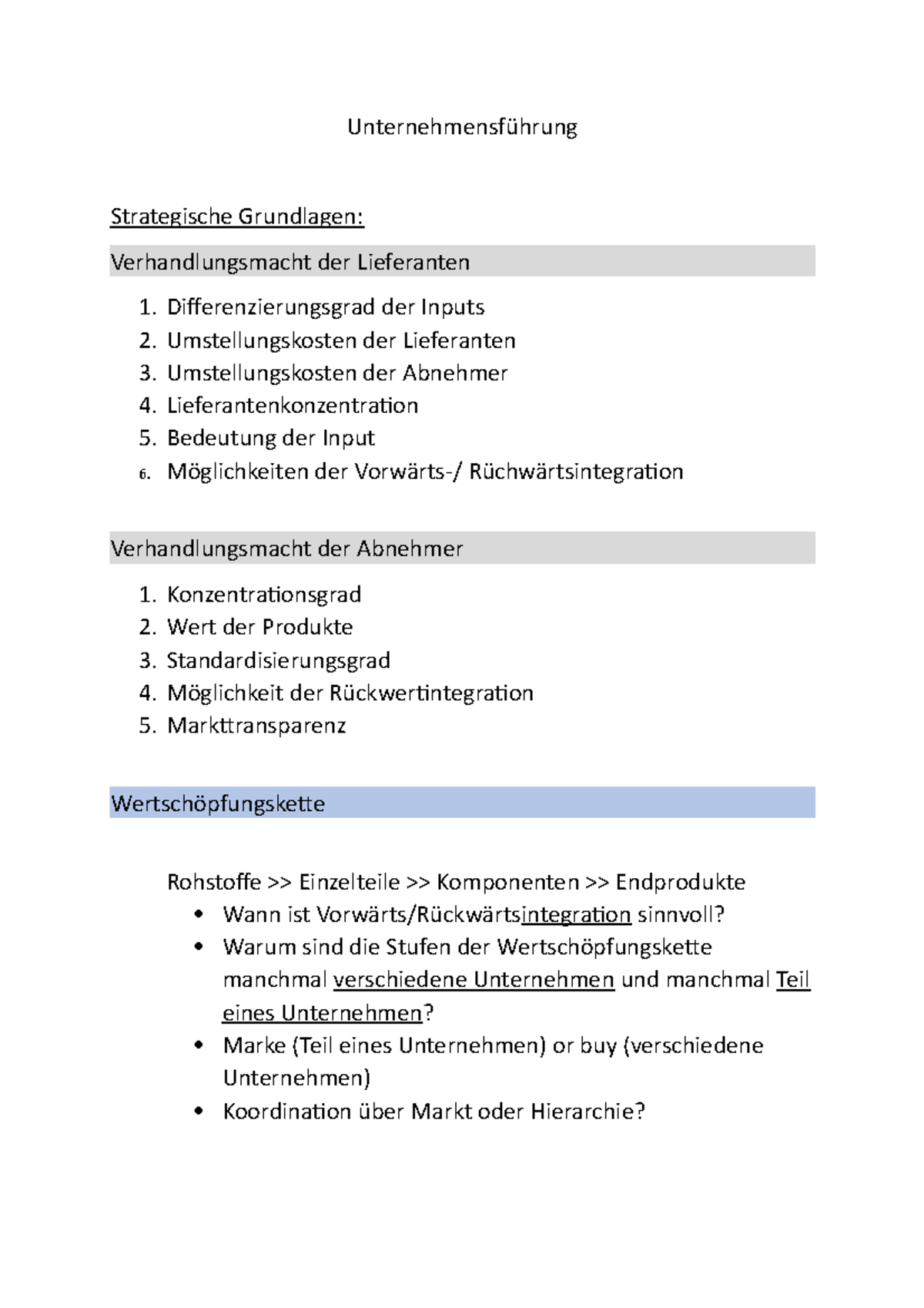 Unternehmensführung 1 - Unternehmensführung Strategische Grundlagen ...