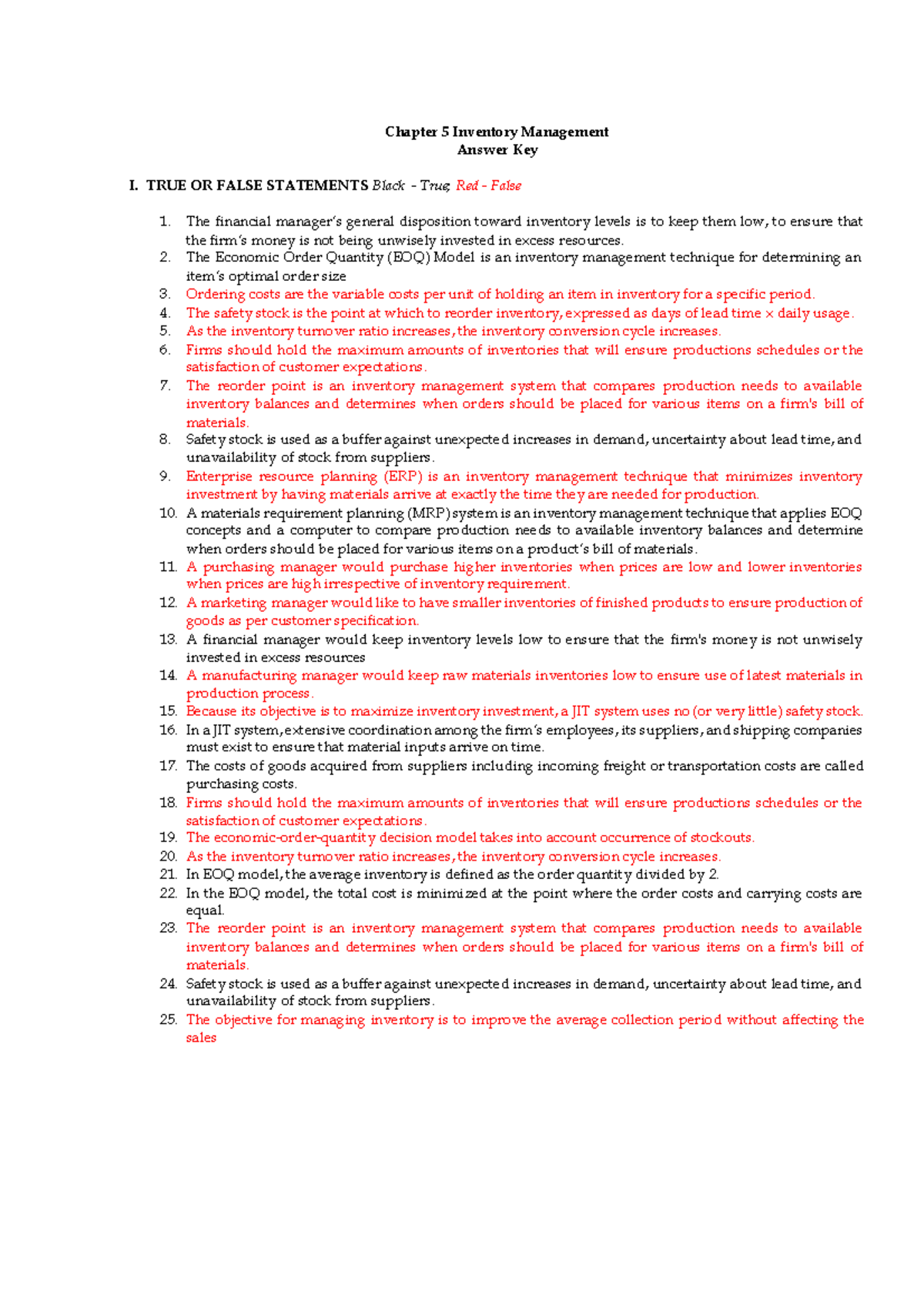 inventory management - Chapter 5 Inventory Management Answer Key I ...