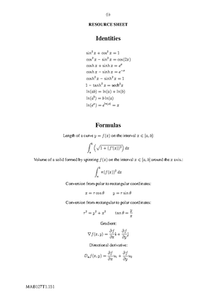 MZB127 practice test - MZB127 Practice Exam SECTION A: Calculus and ...