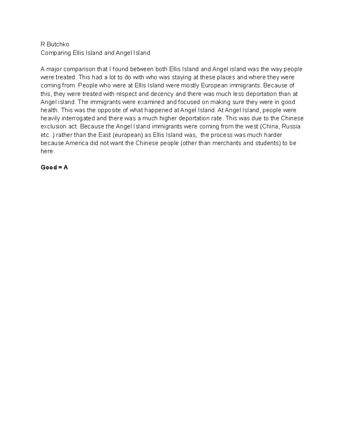 Ellis Island VS Angel Island R Butchko Comparing Ellis Island and