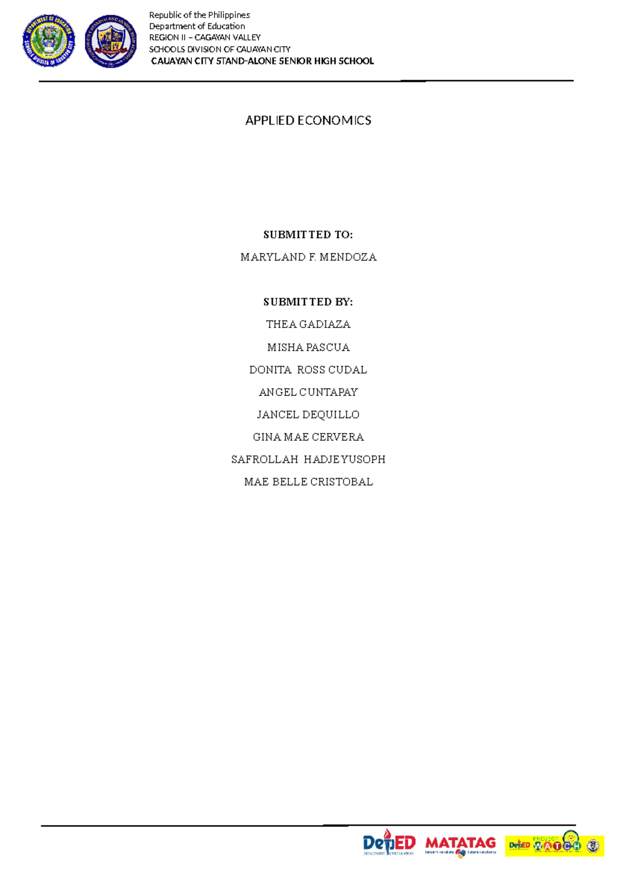 SWOT- Analysis - none - Republic of the Philippines Department of ...