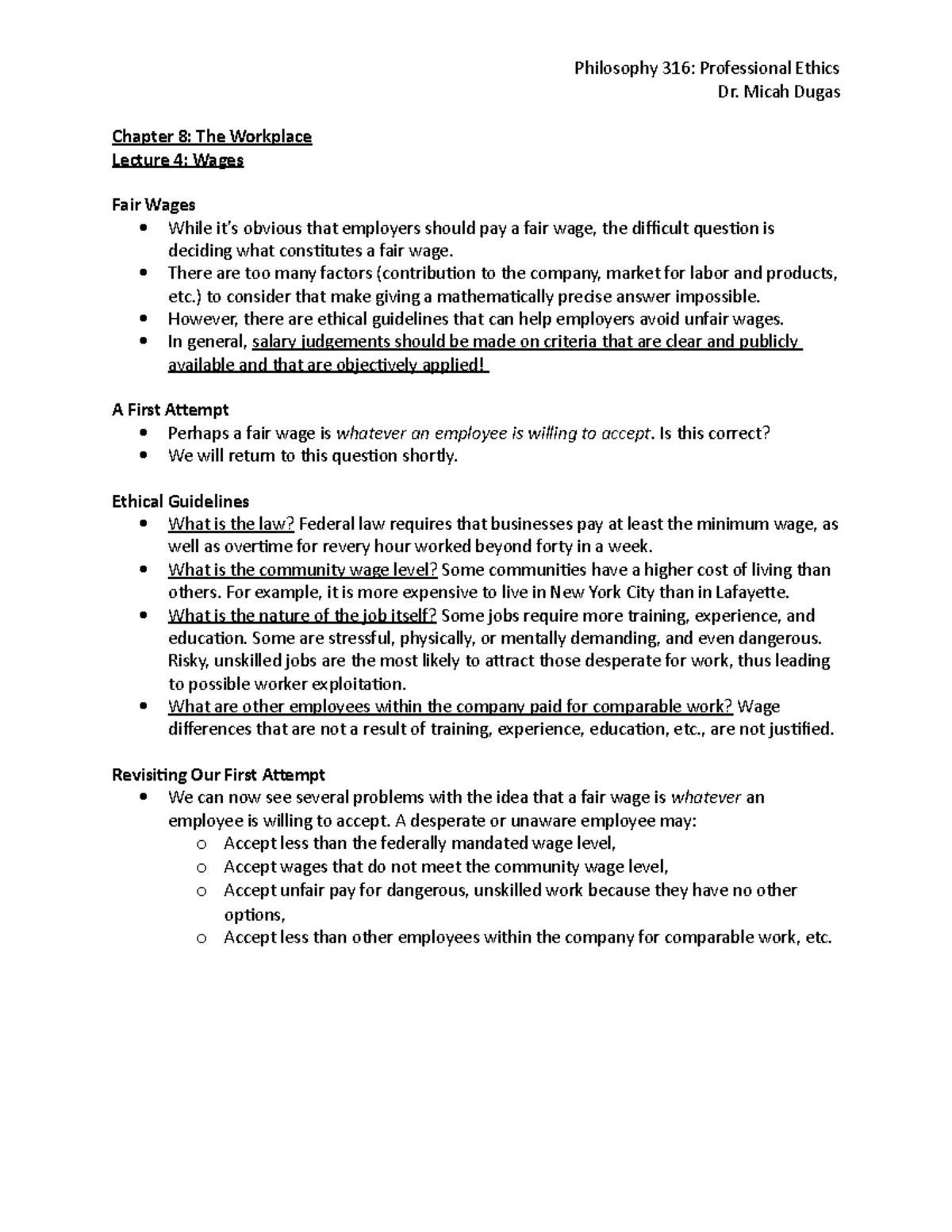 Chapter 8 - Lecture 4 - Philosophy 316: Professional Ethics Dr. Micah ...