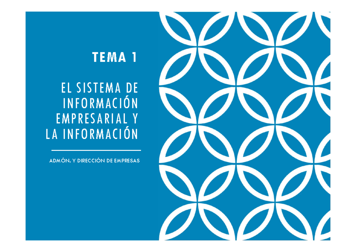 T1 - Los SIE Y La Información - TEMA 1 EL SISTEMA DE EMPRESARIAL Y LA Y ...