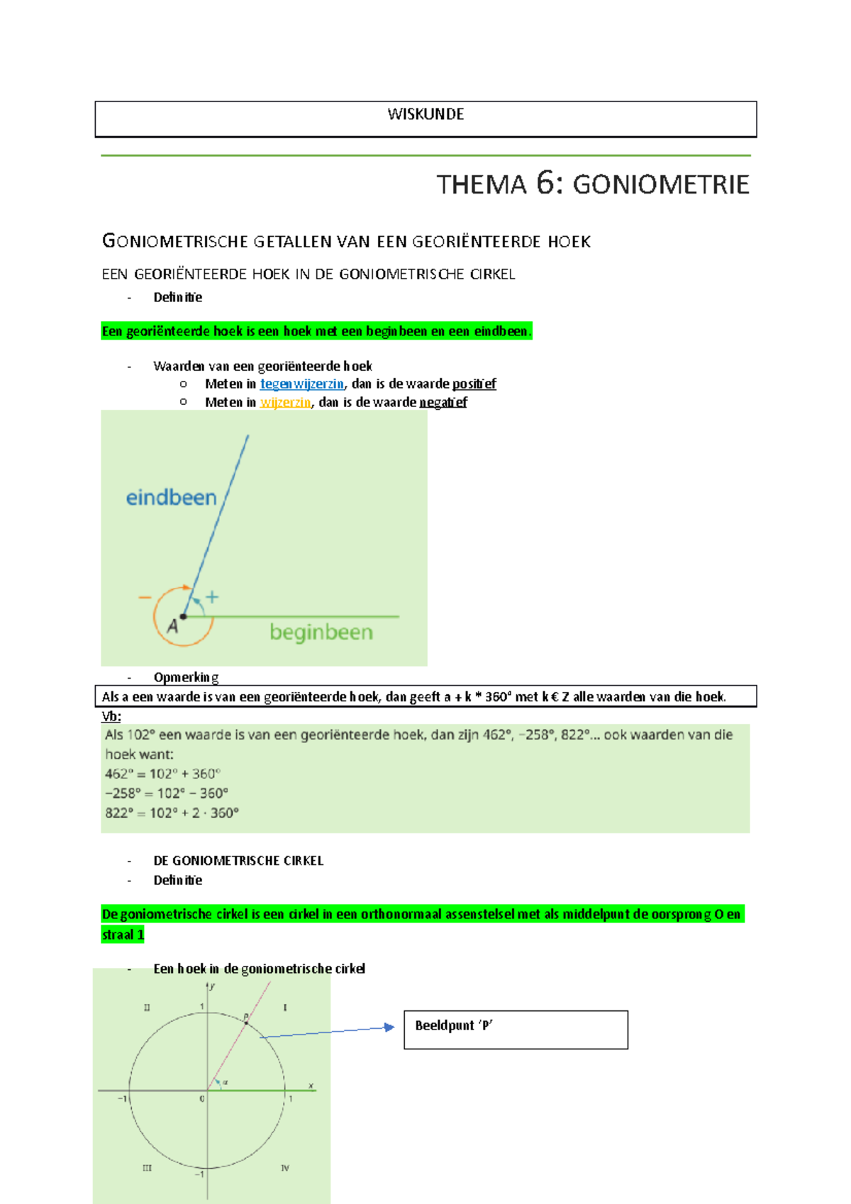 HT6 Goniometrie - WISKUNDE THEMA 6: GONIOMETRIE GONIOMETRISCHE GETALLEN ...