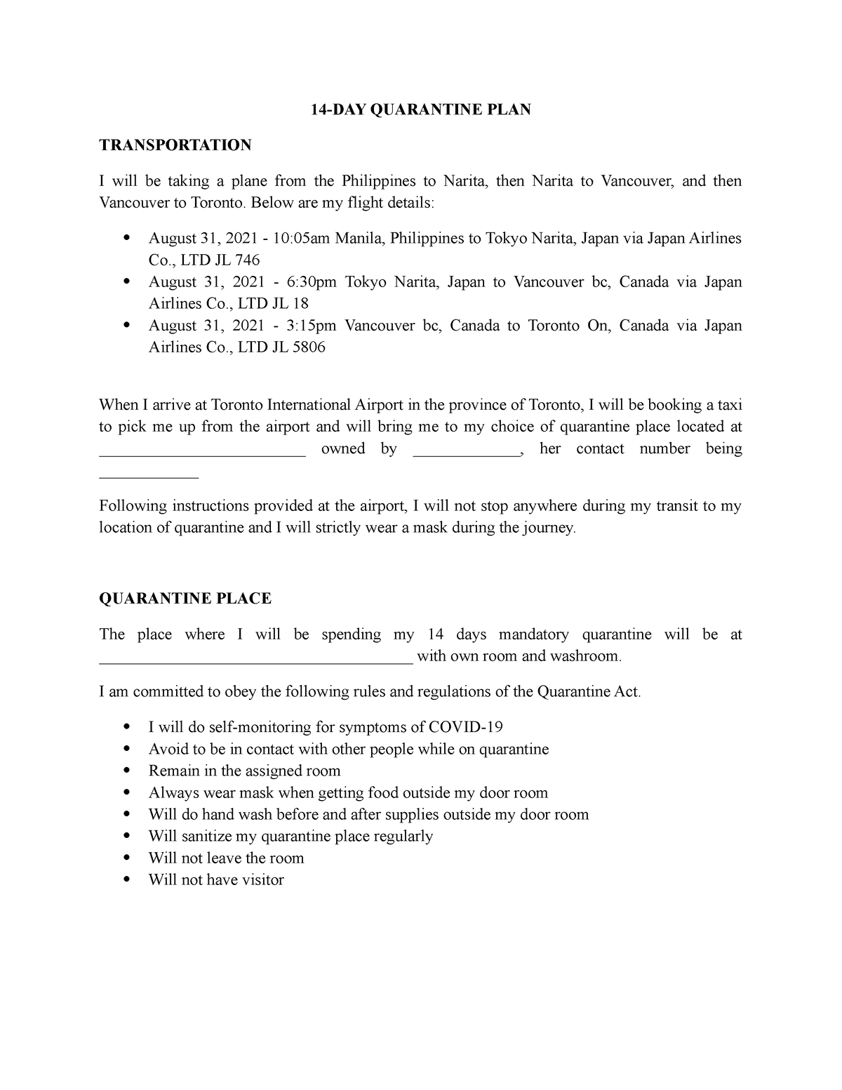 14 Day Quarantine Plan Sample To Canada 14 DAY QUARANTINE PLAN   Thumb 1200 1553 