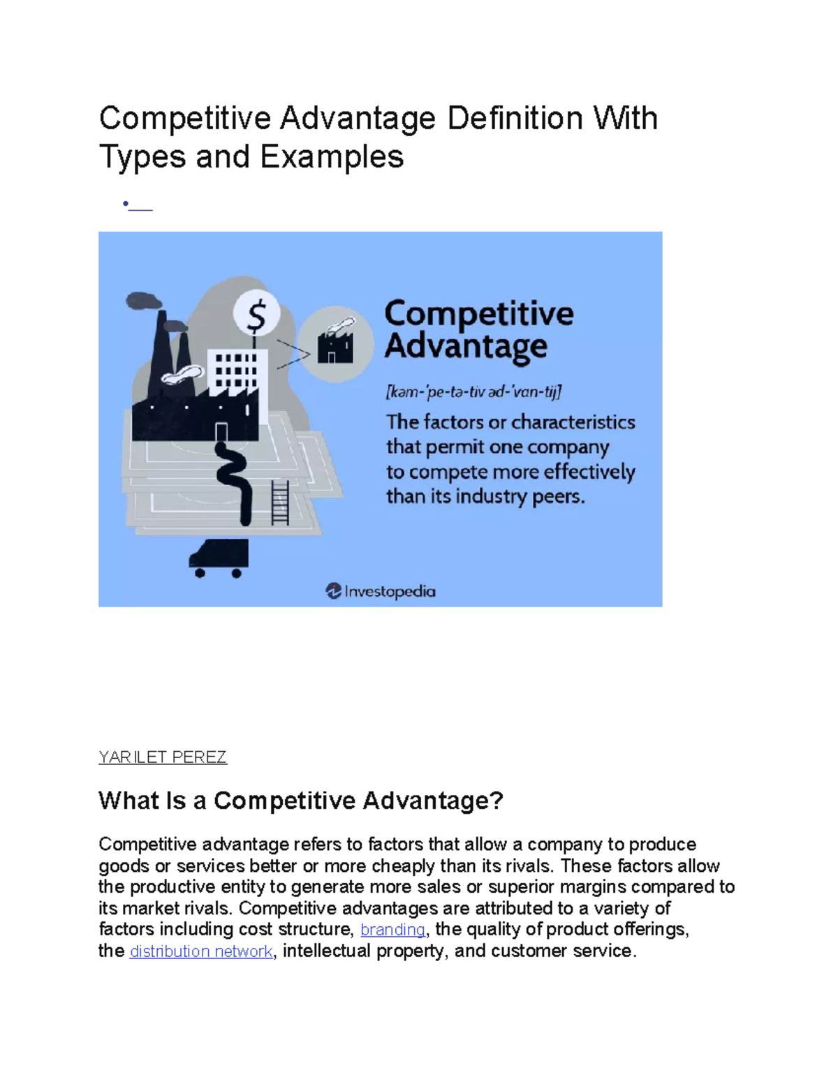 Competitive Advantage Definition With Types and Examples - Competitive ...