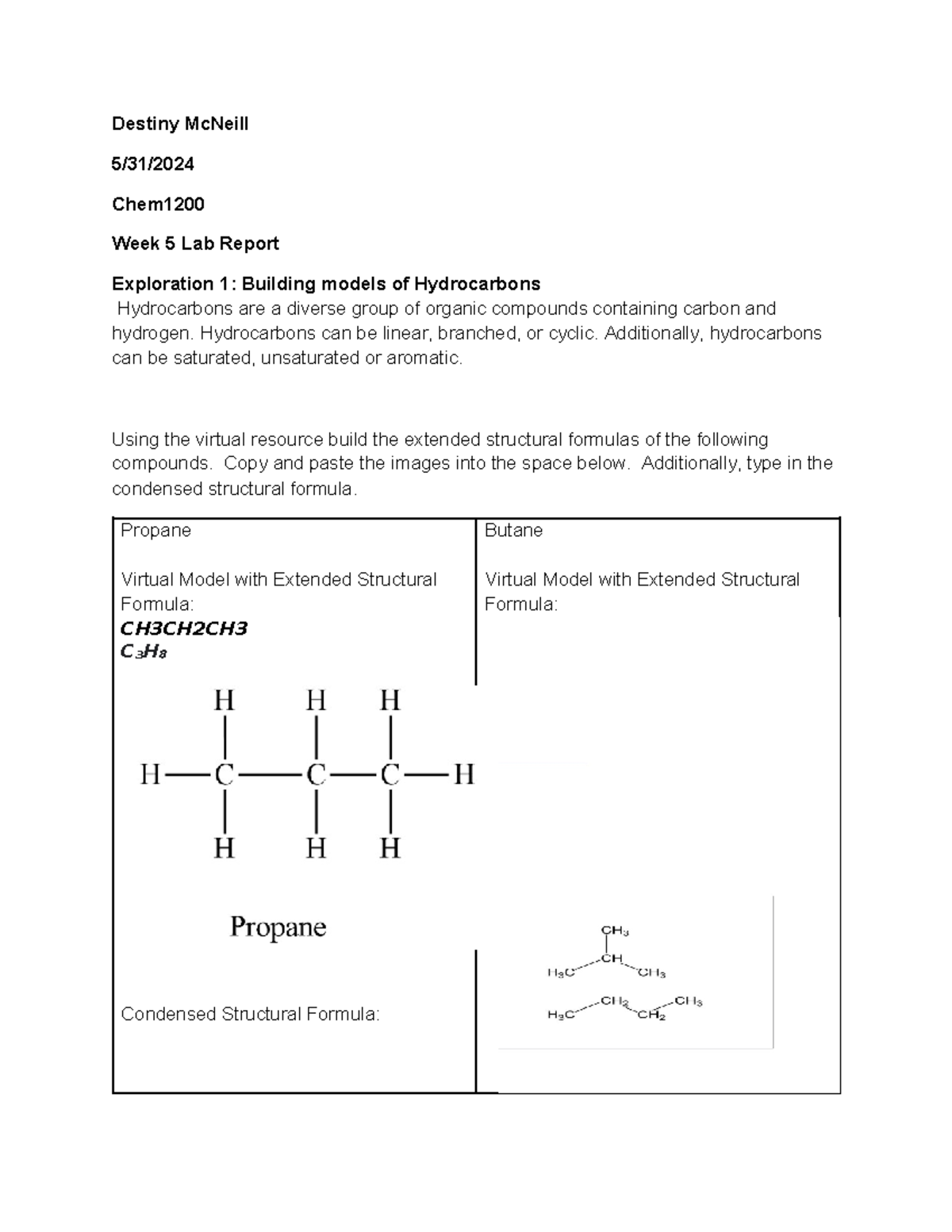 Chem1200 week 5 - lab report - Destiny McNeill 5/31/ Chem Week 5 Lab ...