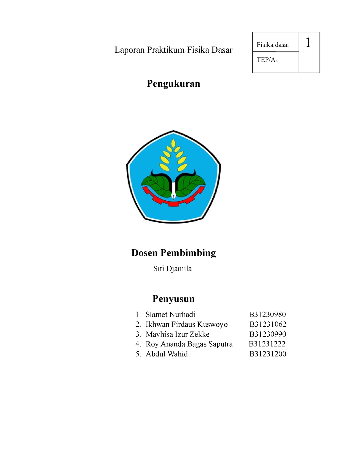 Laporan Praktikum Fisika Dasar - Laporan Praktikum Fisika Dasar ...