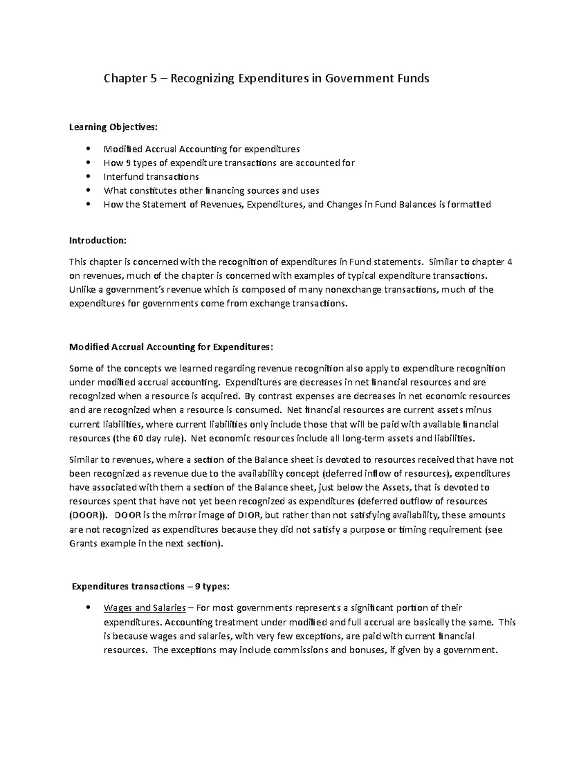 372 Chapter 5 - Lecture notes 2 - Chapter 5 – Recognizing Expenditures ...