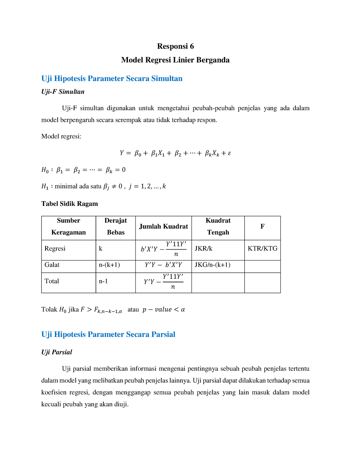 Modul Praktikum 6 - Responsi 6 Model Regresi Linier Berganda Uji ...