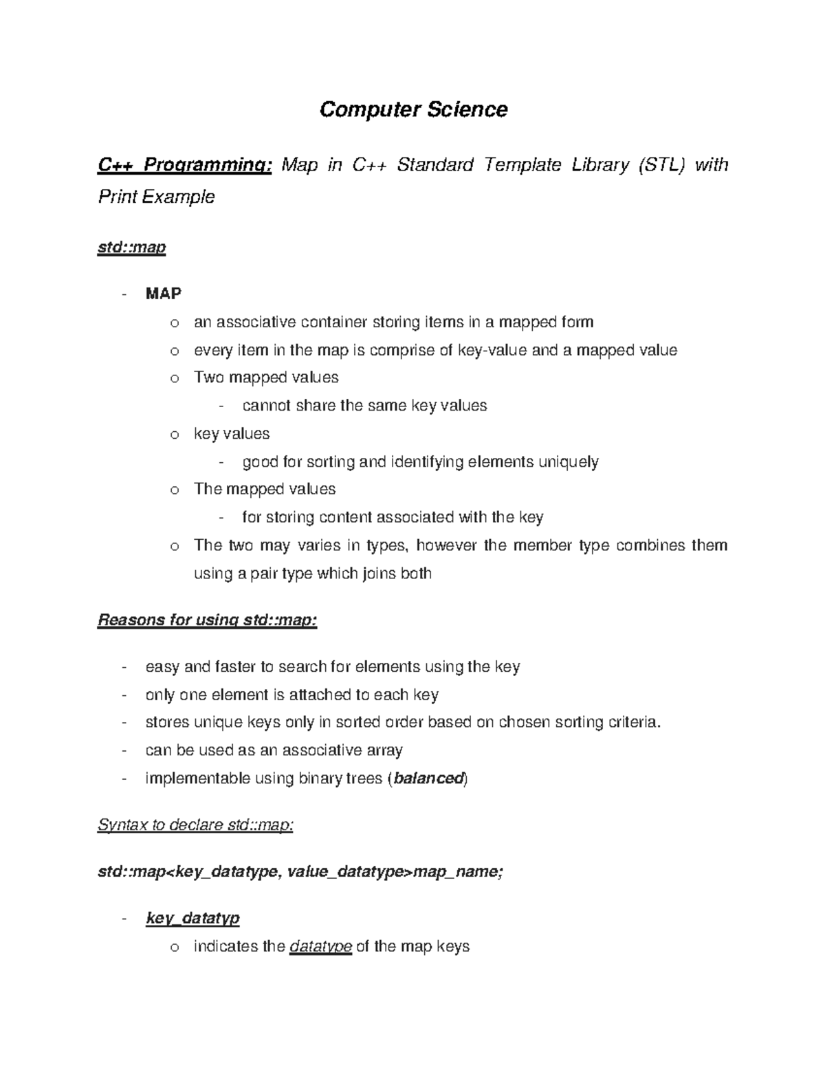 C++ Programming: Map in C++ Standard Template Library (STL) with Print ...