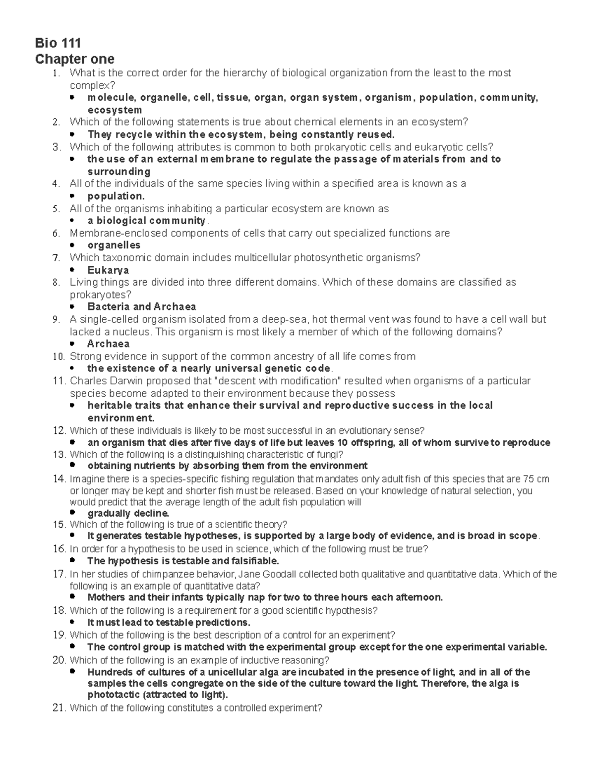 Bio 111 lab manual answers key