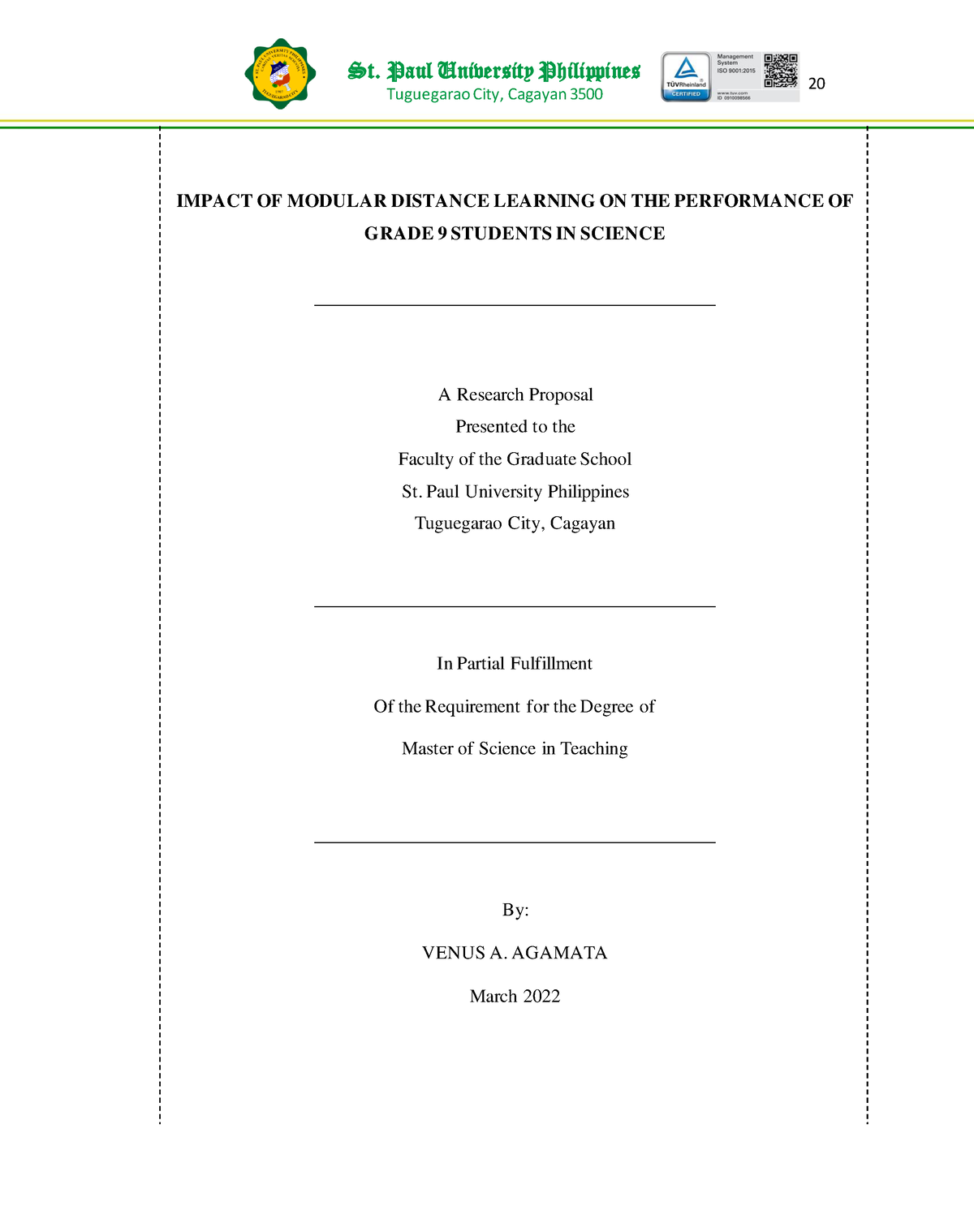 research hypothesis about modular distance learning