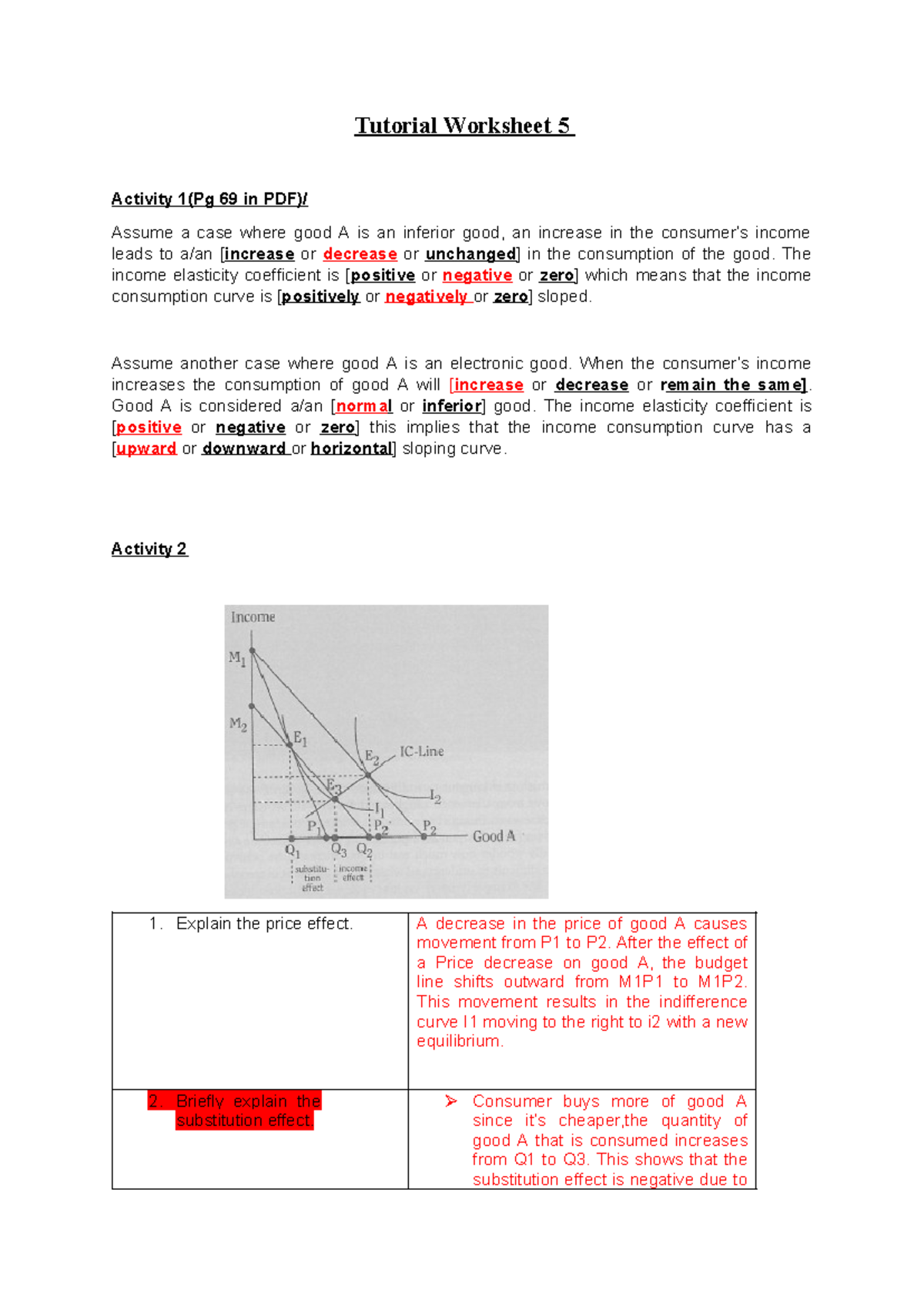 ECO 2B Tutorial Worksheet 5 MEMO - Tutorial Worksheet 5 Activity 1(Pg ...