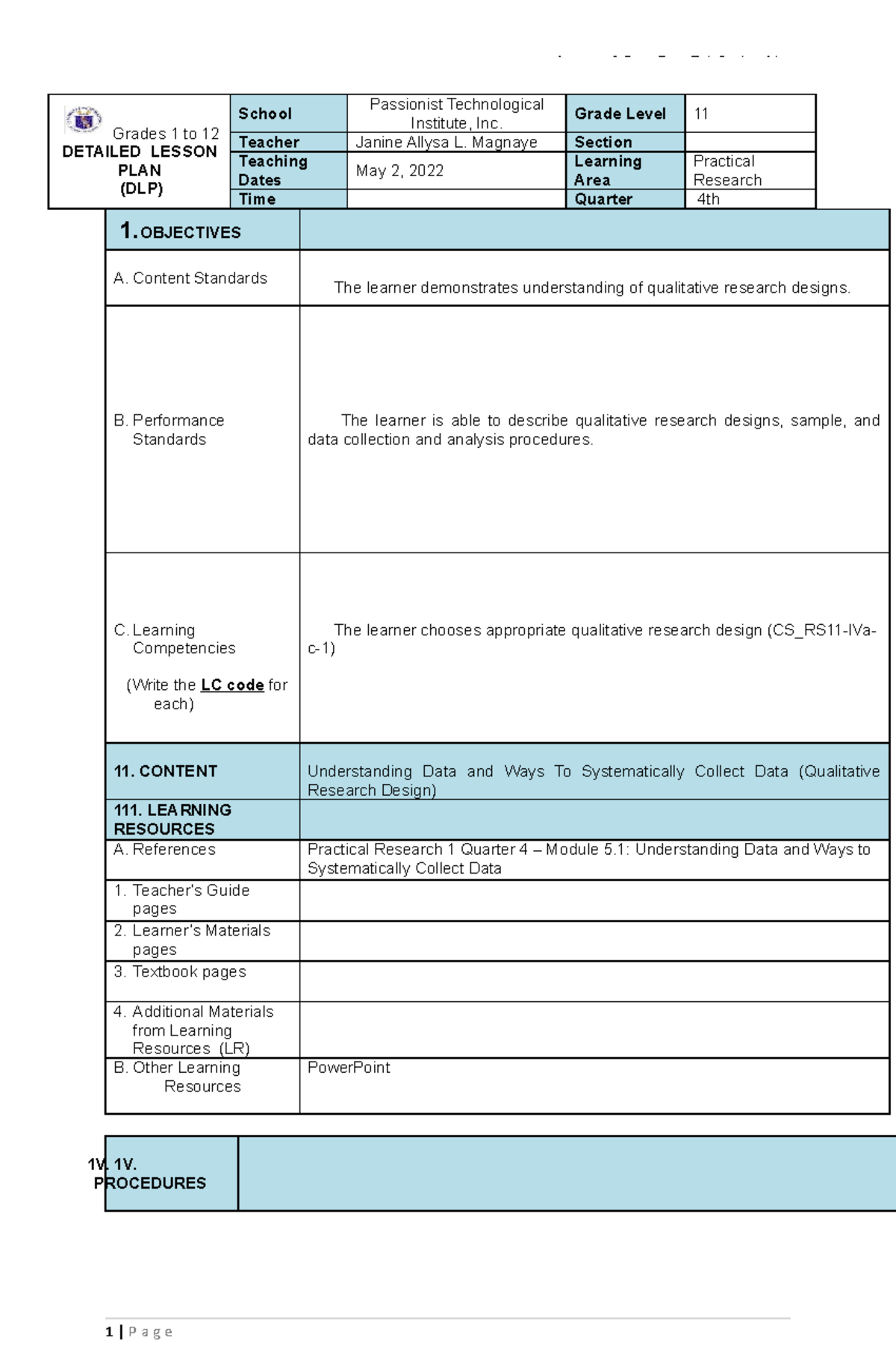 DLP Qualitative Research Design - Annex 1C to DepEd Order N. Grades 1 ...