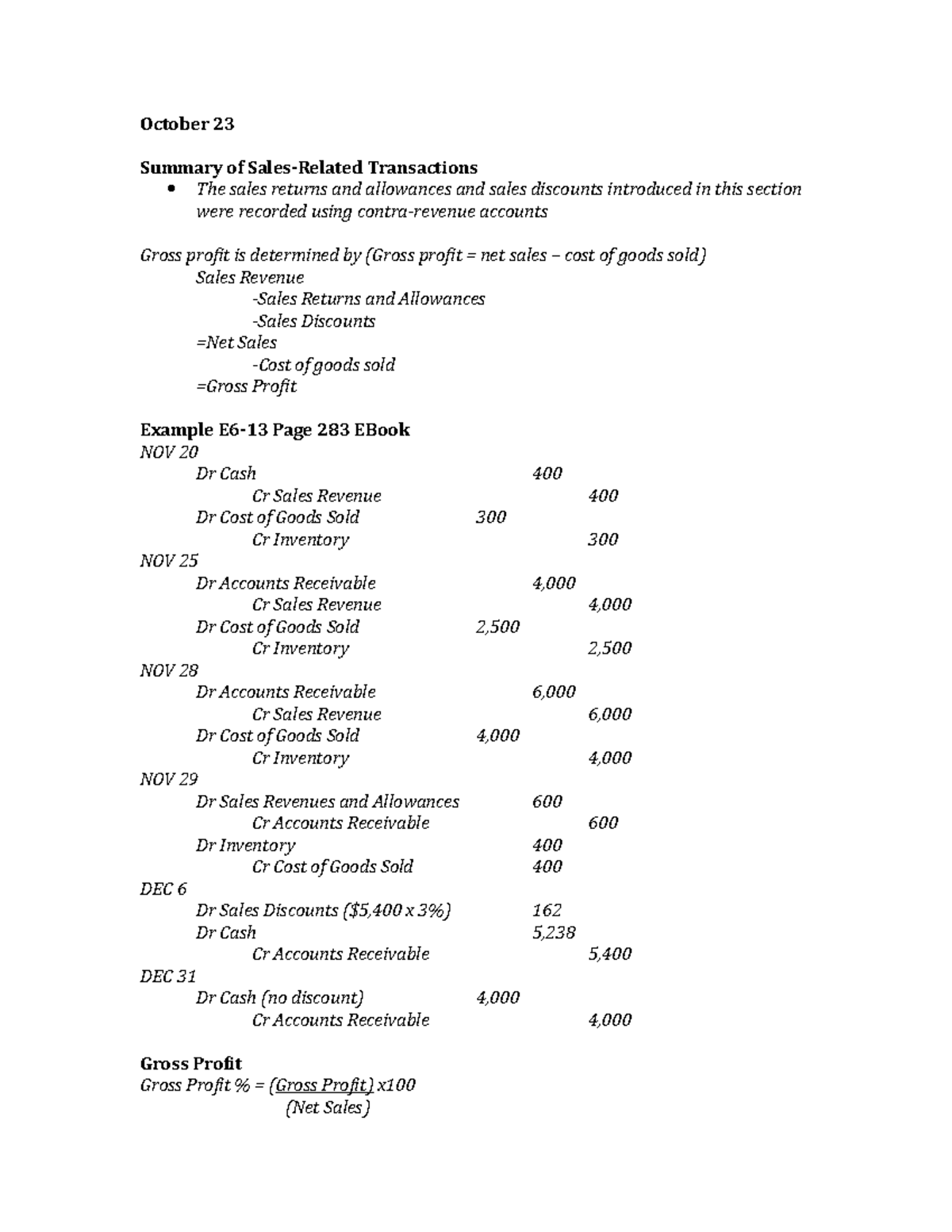 October 23 - Notes from UAlbany class - October 23 Summary of ...