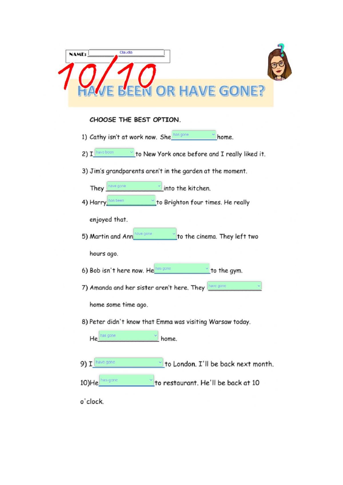 W05 - Homework - PE1 - Been or Gone - Ingles - Studocu