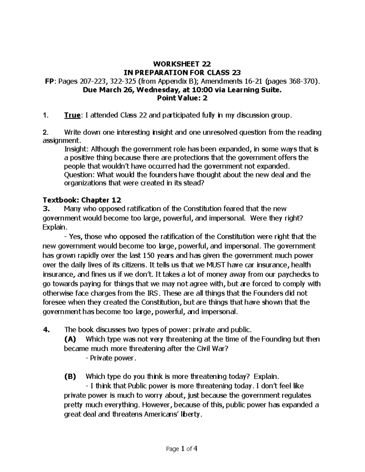 Lecture 23 Notes - WORKSHEET 22 IN PREPARATION FOR CLASS 23 FP : Pages ...