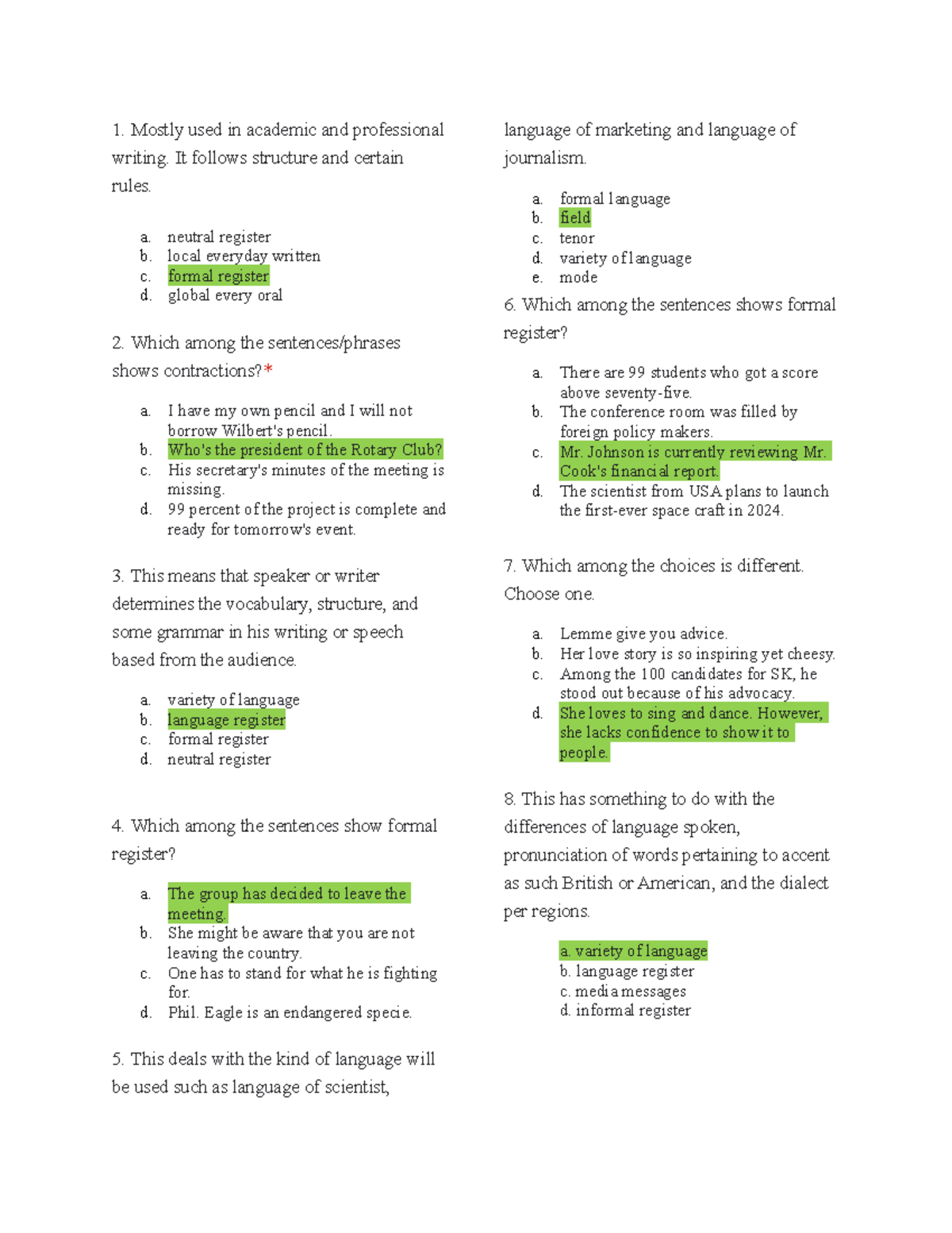 QUIZ NO. 2 Reviewer - PURPOSIVE COMMUNICATION - 1. Mostly Used In ...