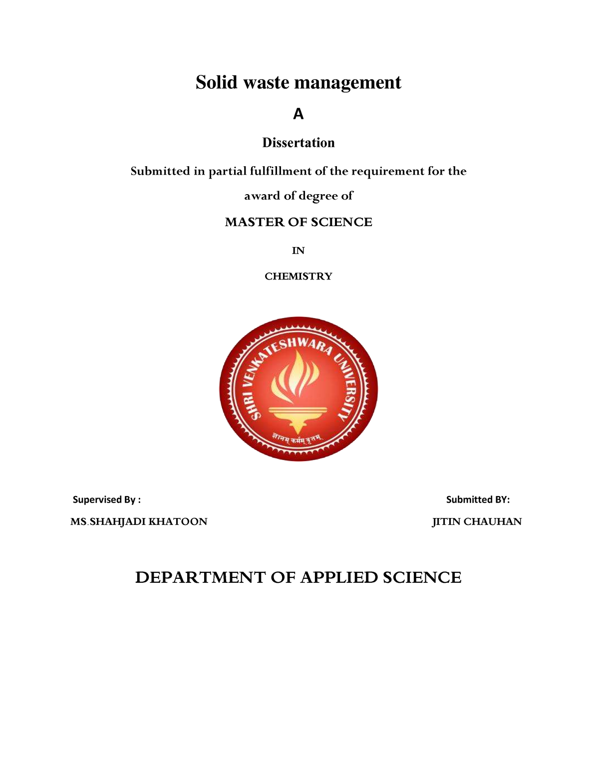 dissertation paper on solid waste management