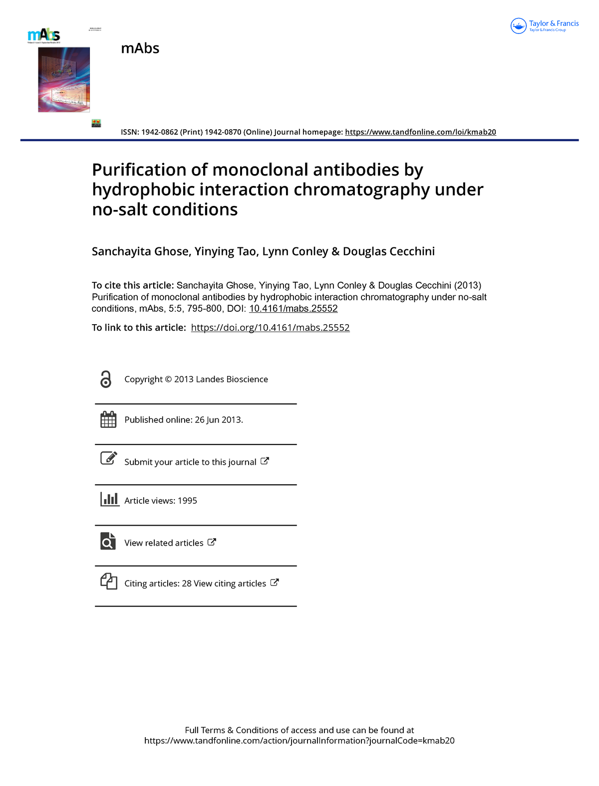 Purification Of Monoclonal Antibodies By Hydrophobic Interaction Chromatography Under No Salt