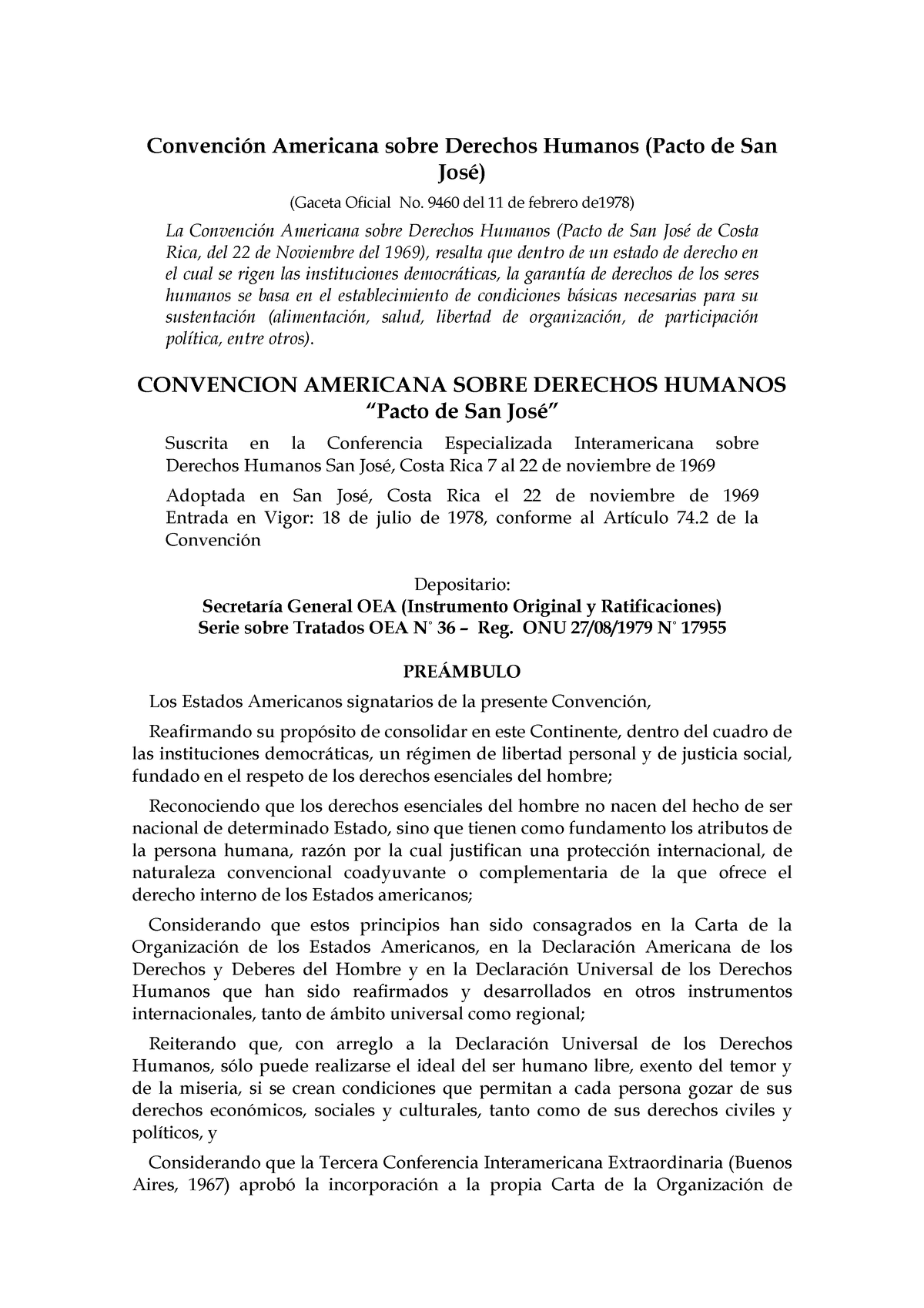 18 Convención Americana Sobre Derechos Humanos Pacto De San José 1969 ConvenciÛn Americana 0792