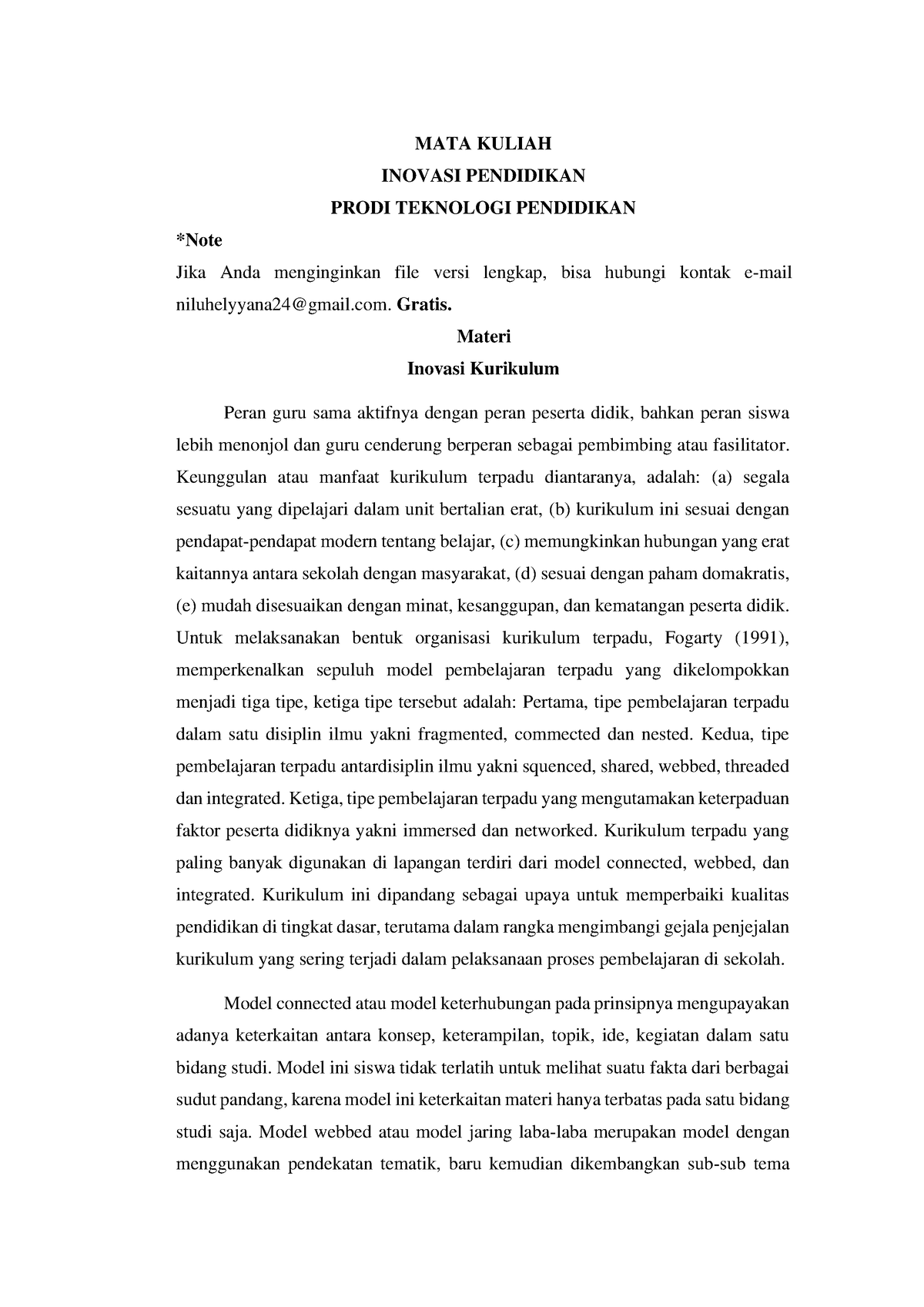 Inovasi Kurikulum Part 7 - MATA KULIAH INOVASI PENDIDIKAN PRODI ...